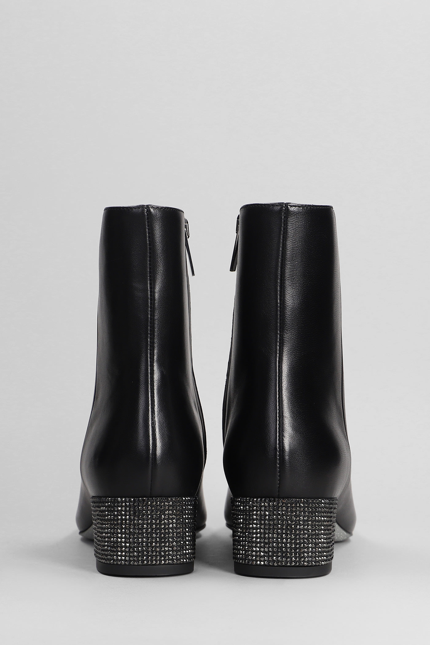 Shop René Caovilla Bonnie Low Heels Ankle Boots In Black Leather