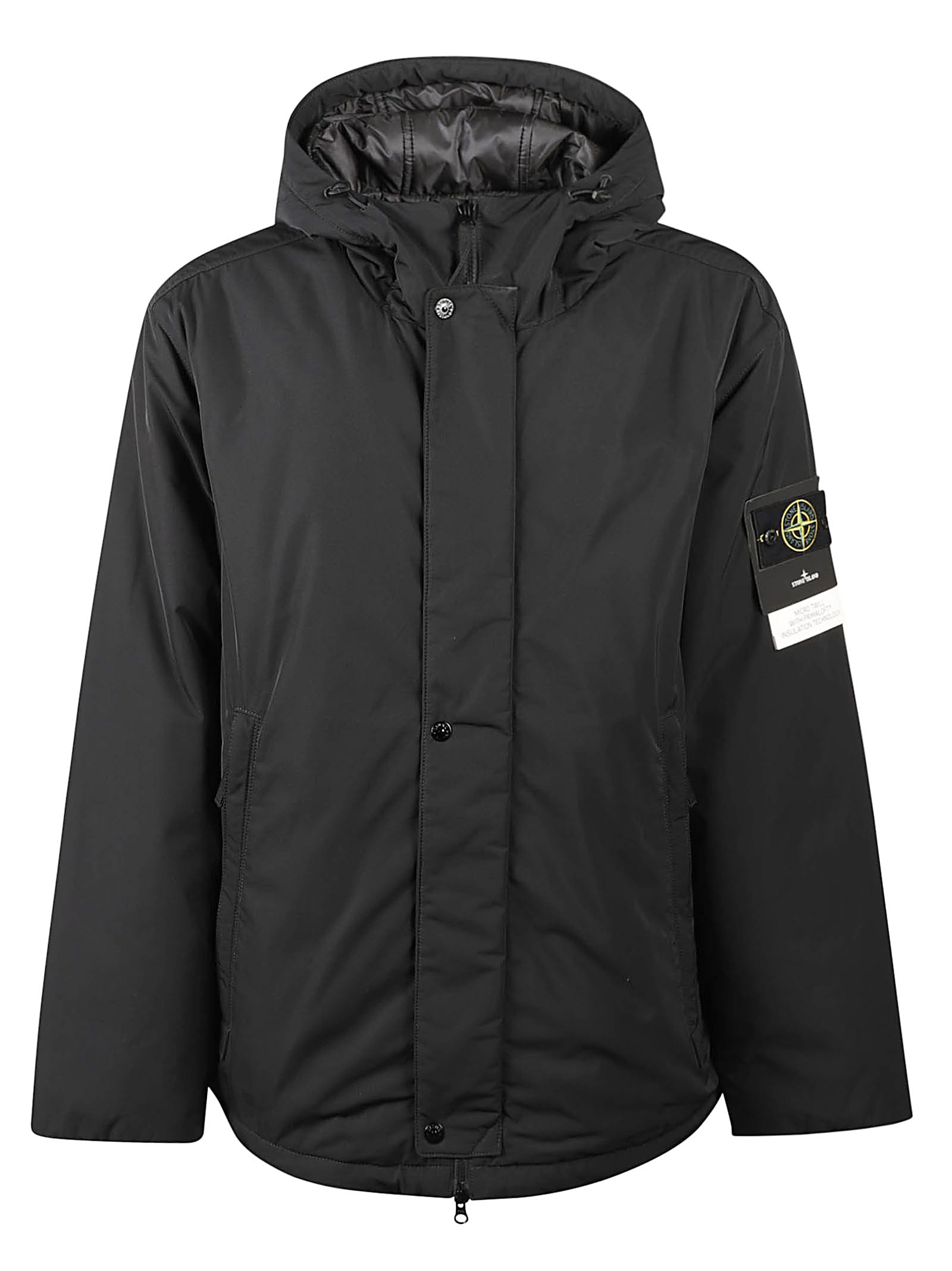 Shop Stone Island Logo Patched Windbreaker In Nero