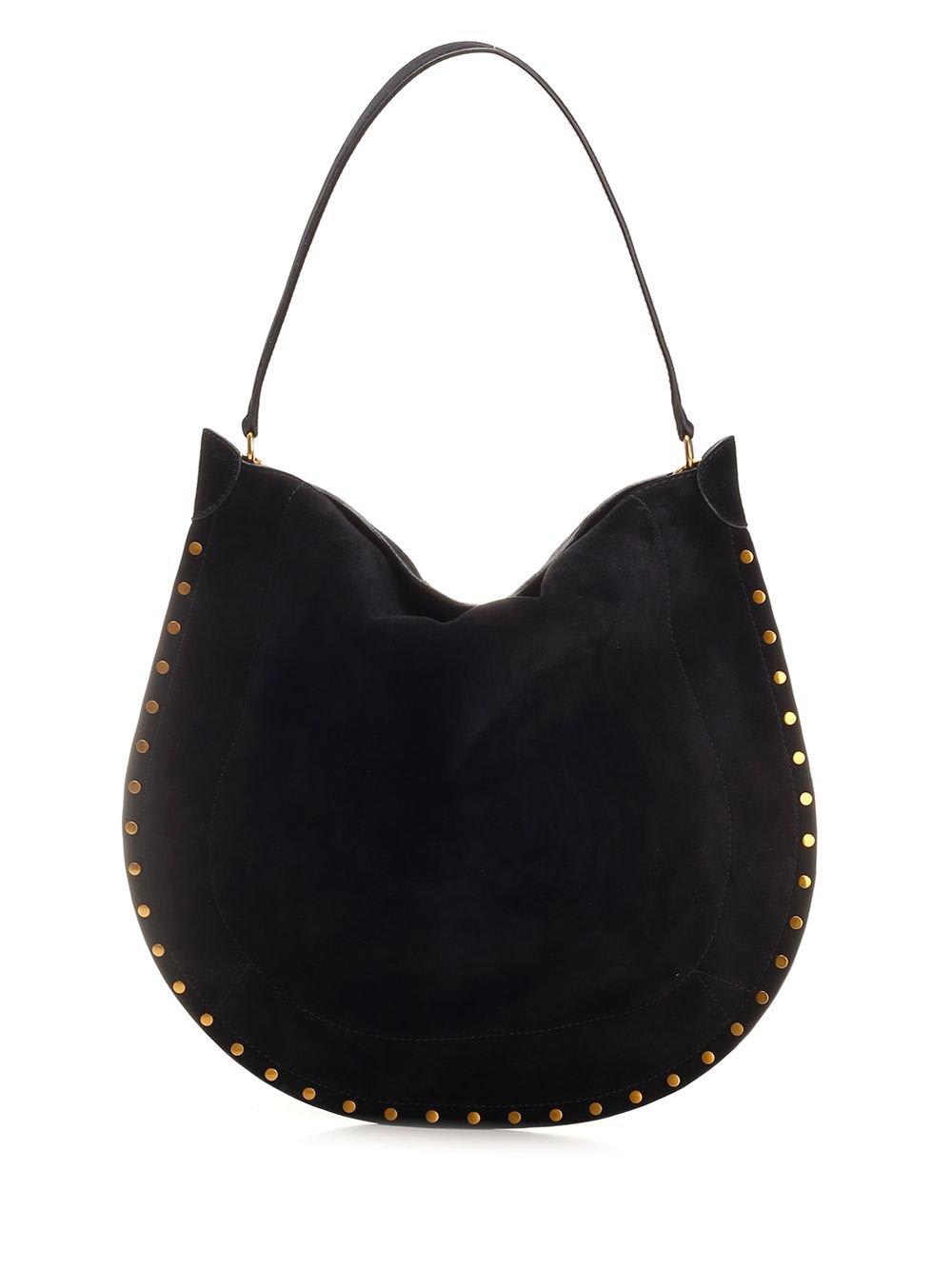 Isabel Marant Oskan Soft Medium Suede Shoulder Bag In Black