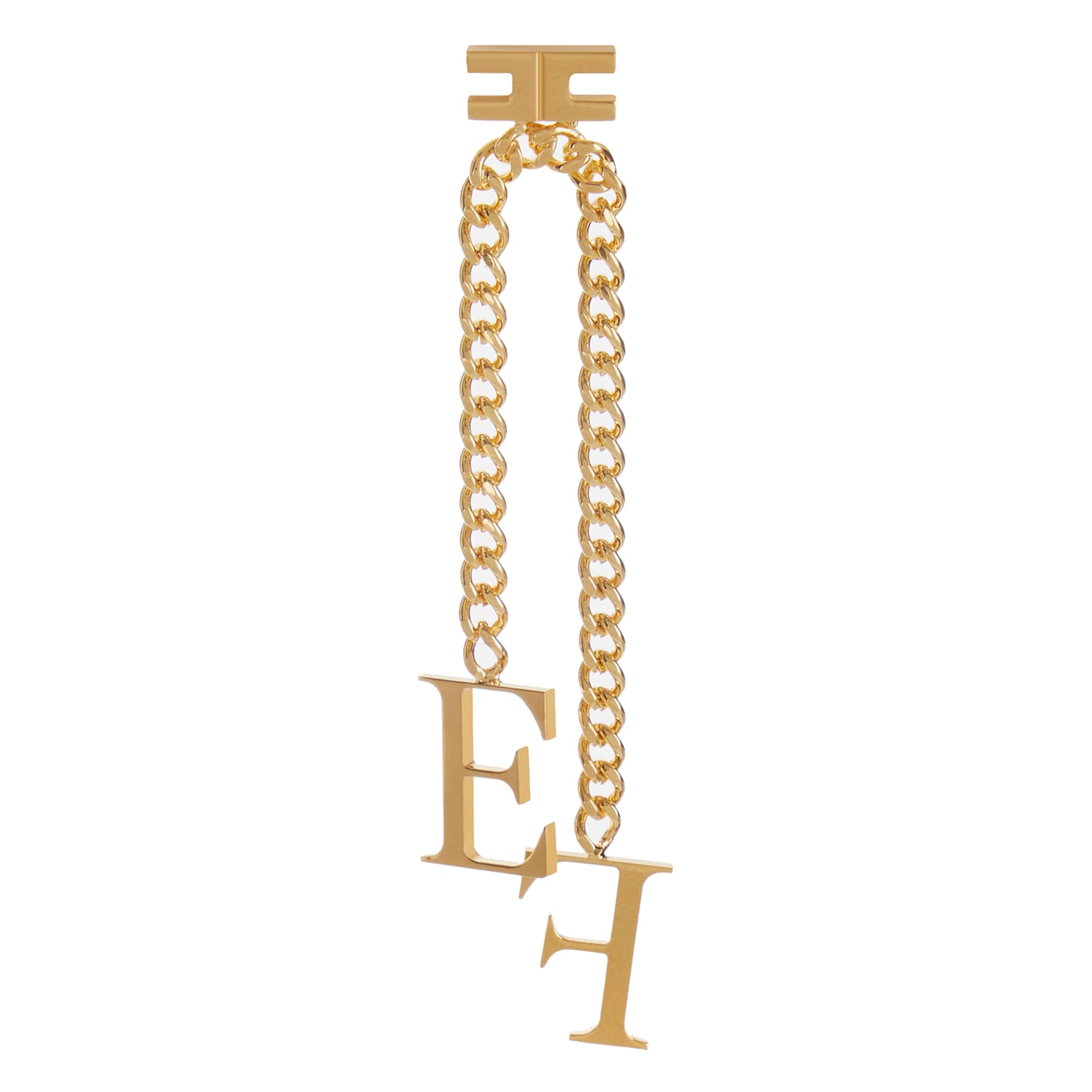 Elisabetta Franchi Earrings With Pendant Chain In Gold