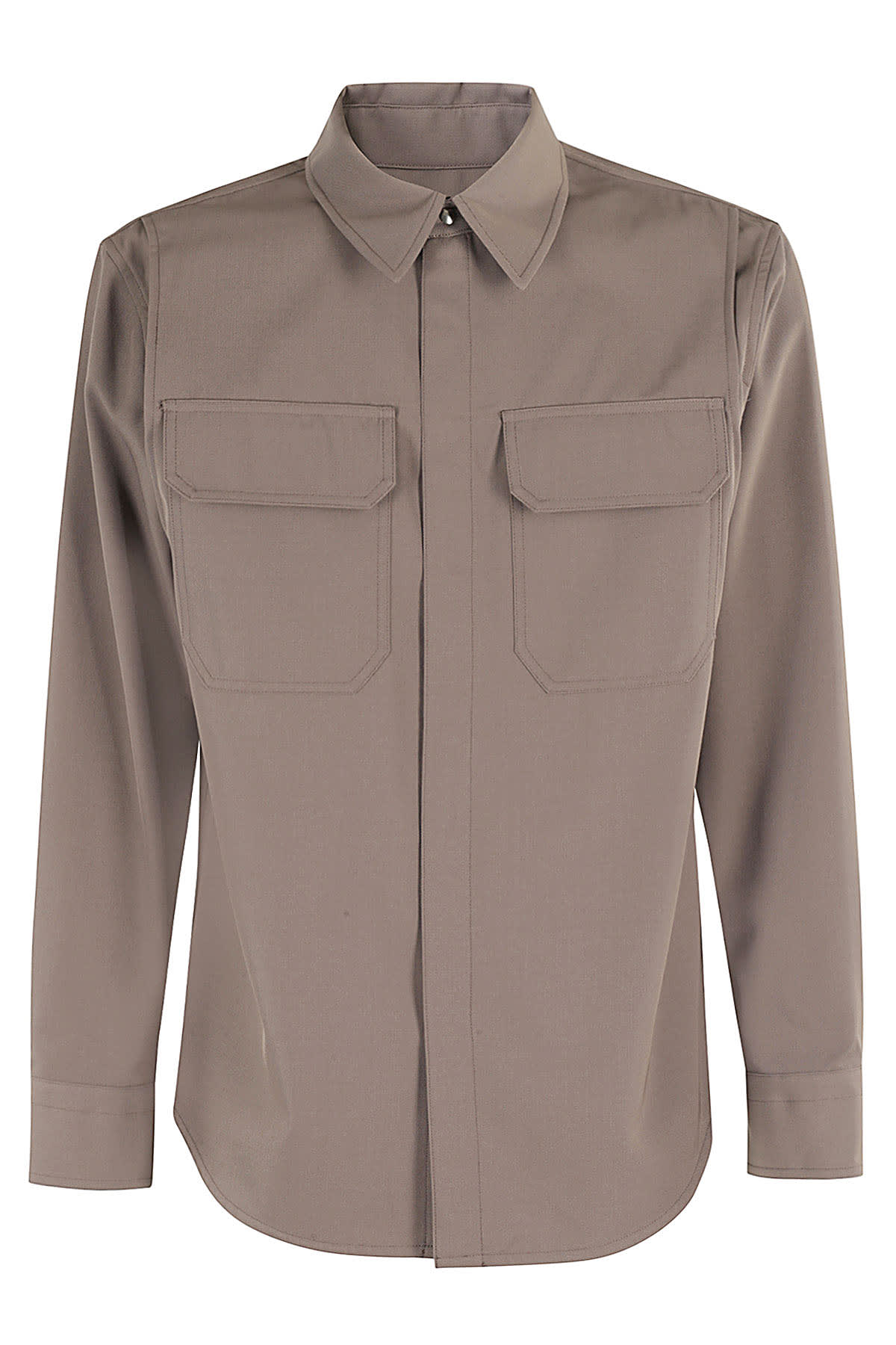Shop Helmut Lang Military Shirt In Cobblestone