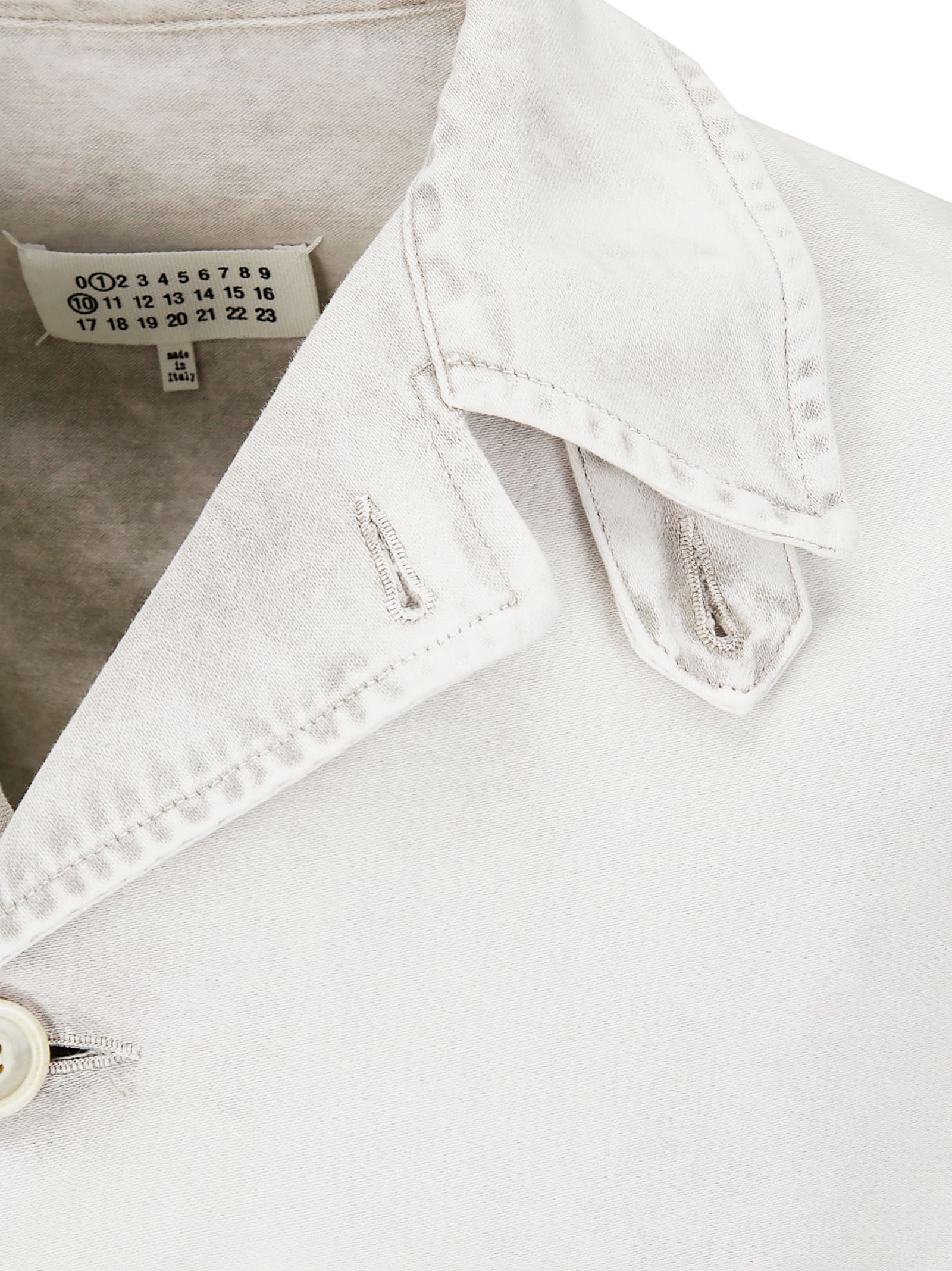Maison Margiela Oversized Off-white Cotton Denim Jacket With Flap Pockets In Neutral