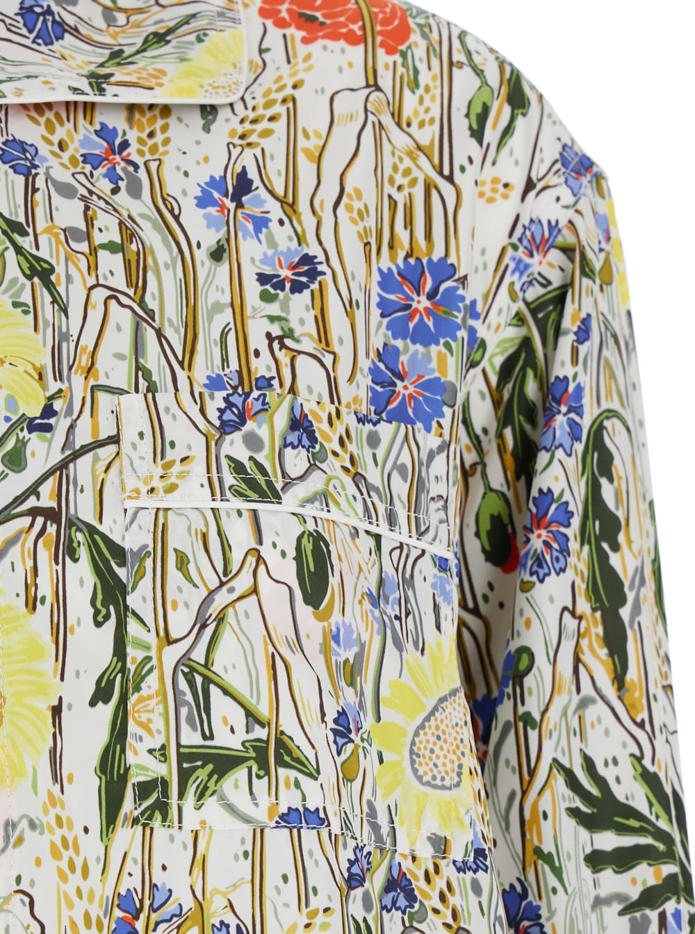 Bottega Veneta Womens Chalk Hibiscus Khaki Flower-print Wide-leg High-rise Woven-blend Pyjama Set In Multicolor