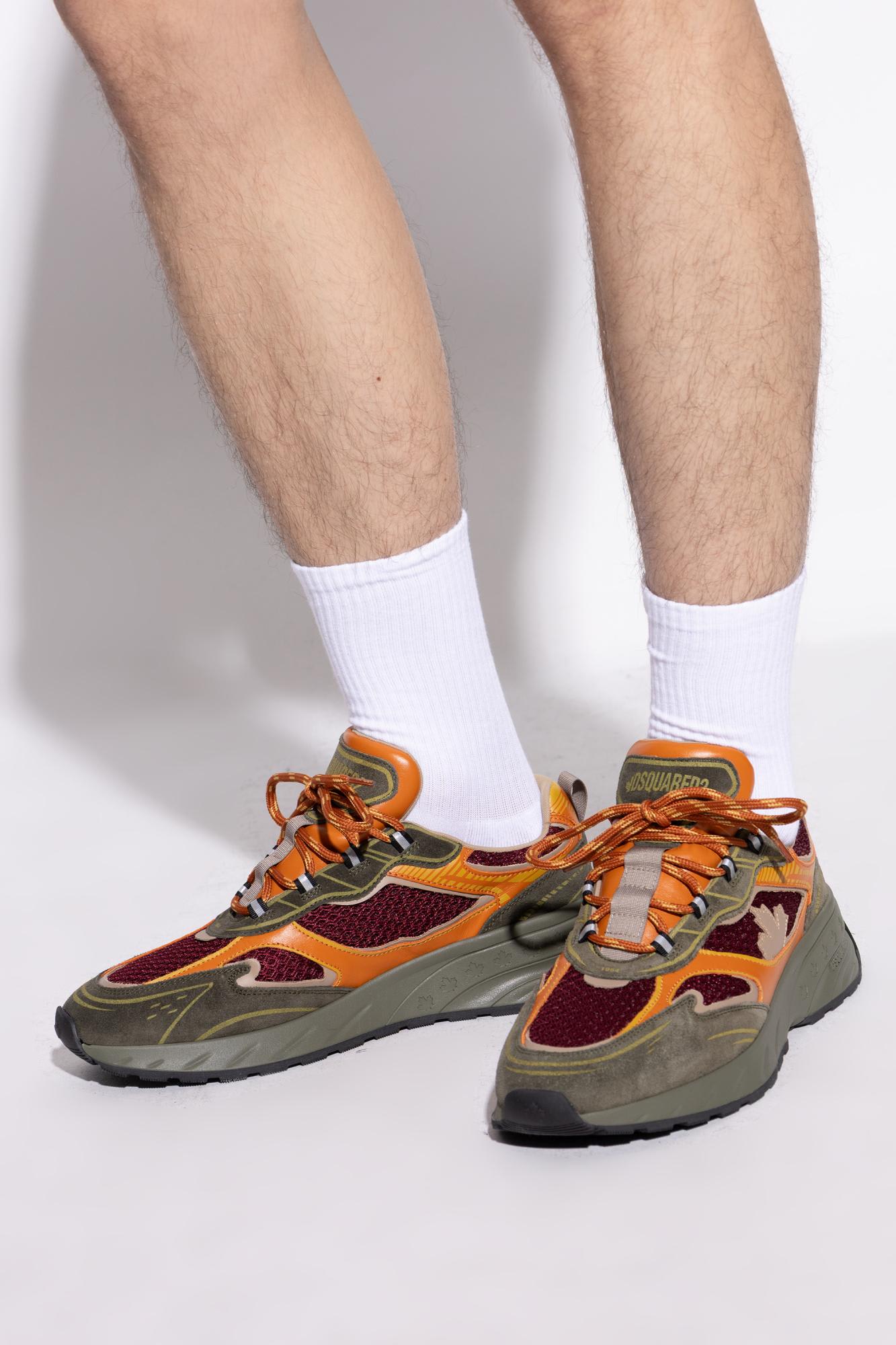 Dsquared2 Casual Low Top Sneakers With Mesh Panels In Green