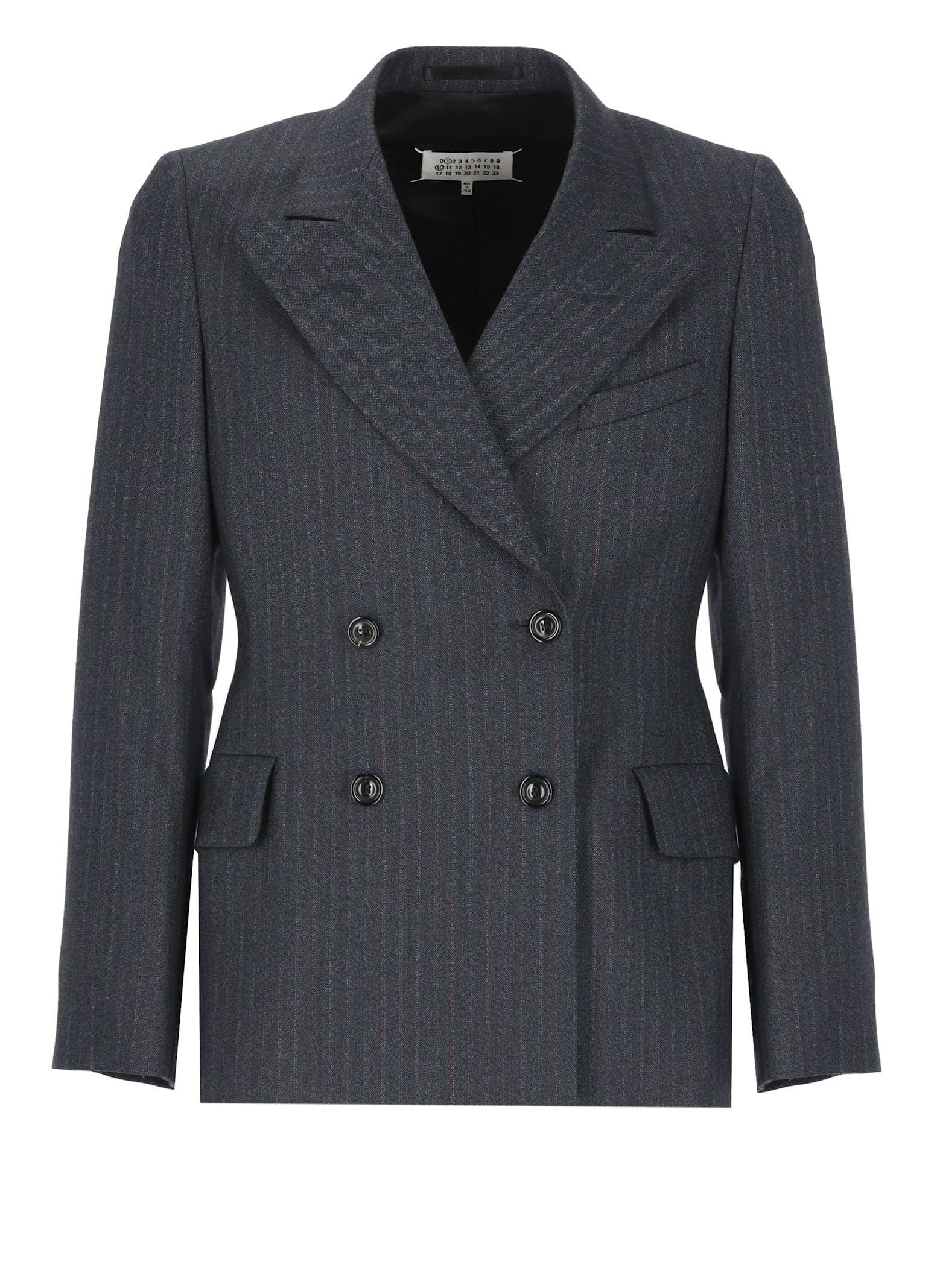 Maison Margiela Wool Double-breasted Blazer In Blue