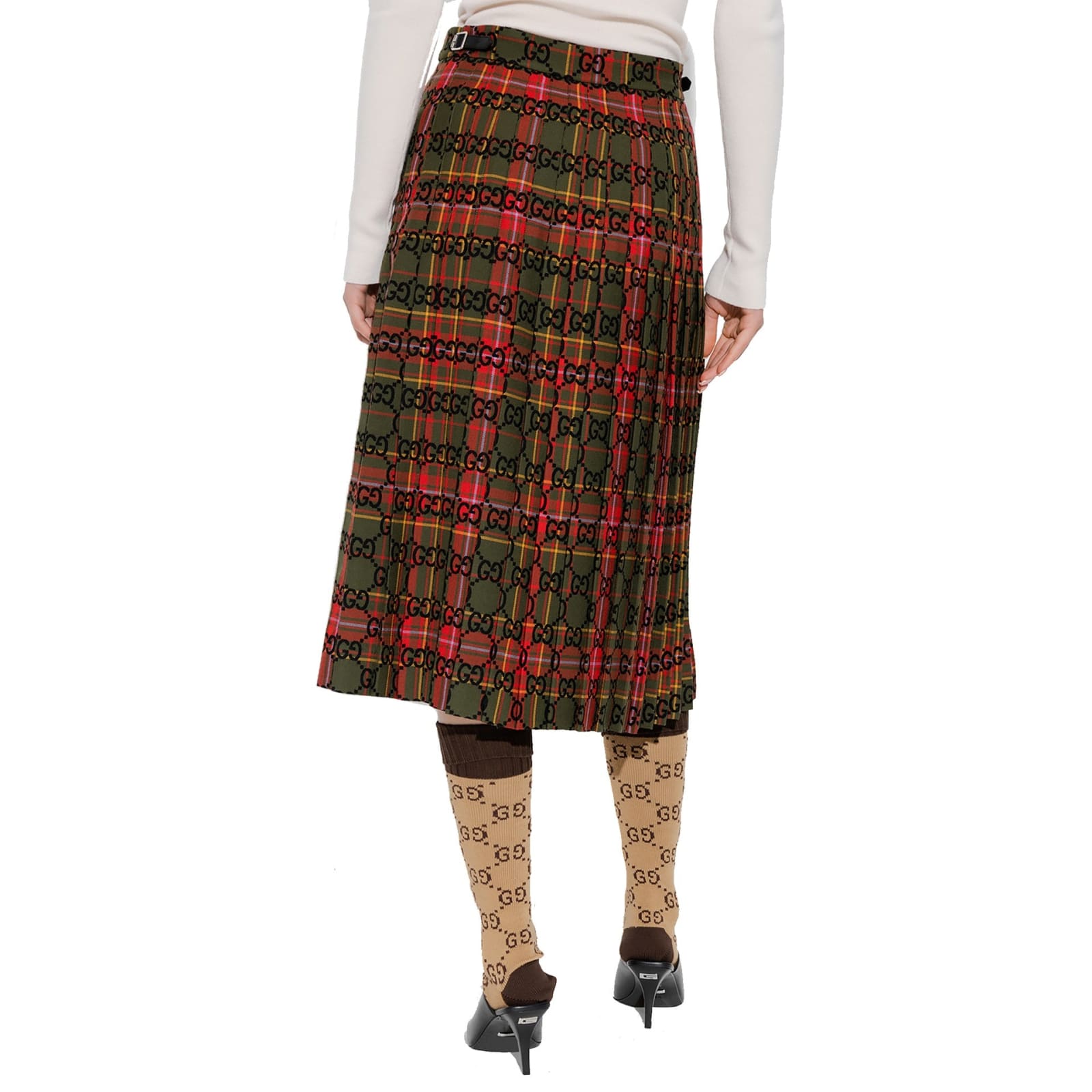 Shop Gucci Gg Wool Skirt In Multicolor