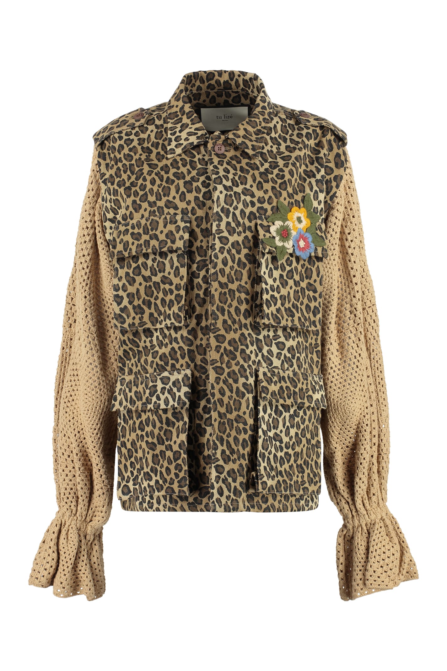 Shop Tu Lizé Multi-pocket Cotton Jacket In Animalier