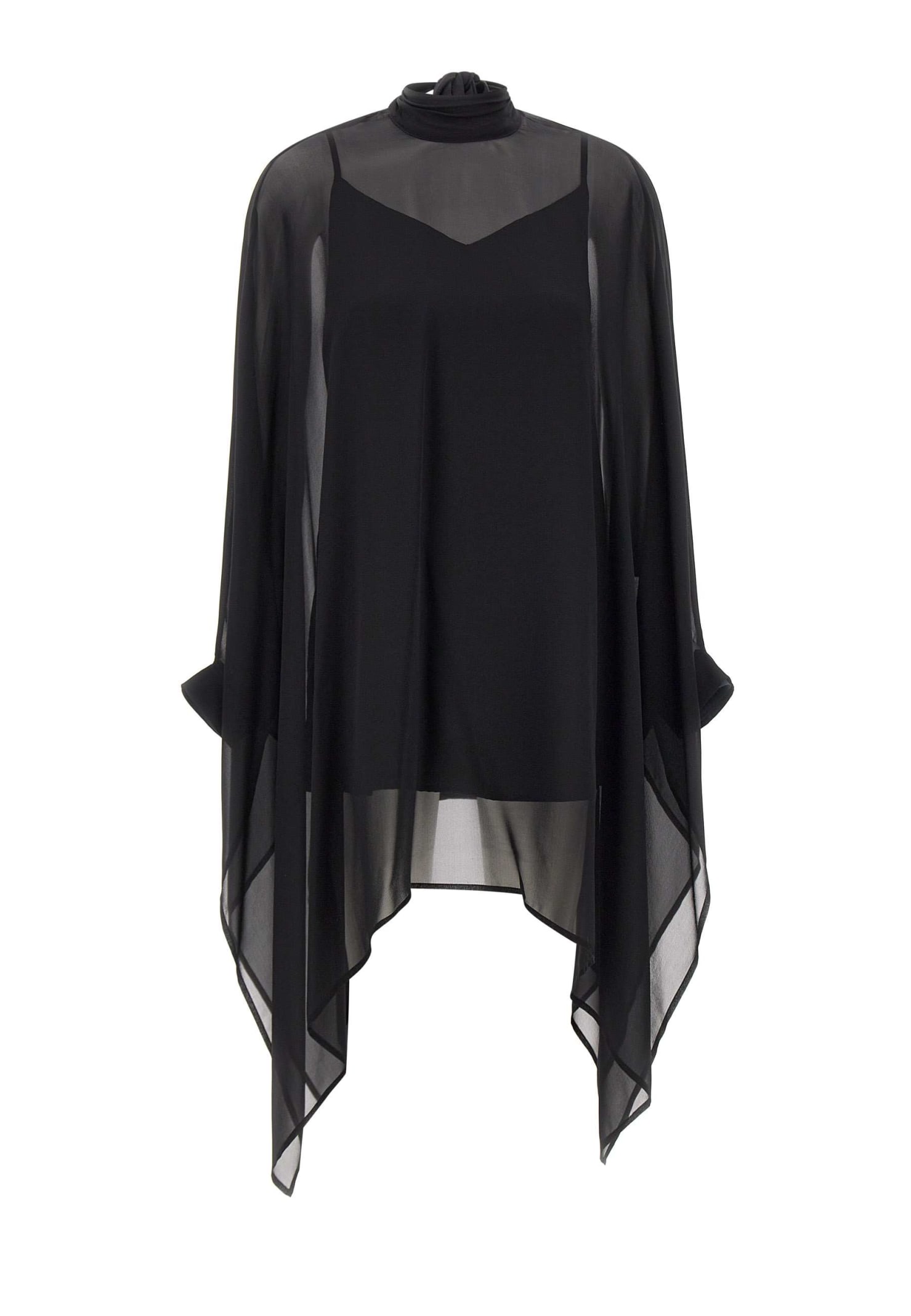 P.a.r.o.s.h Funnel-neck Silk Tunic In Black