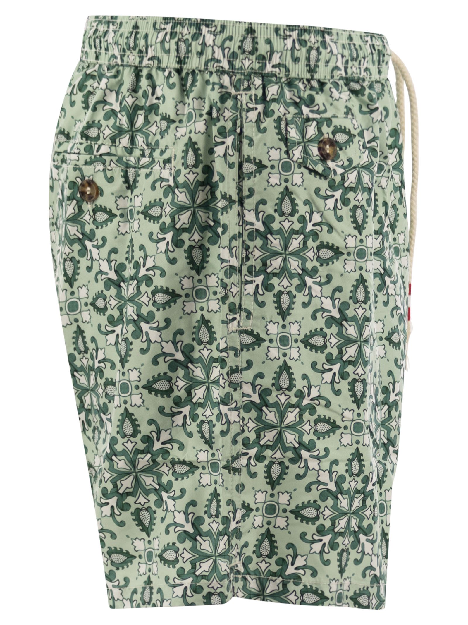 Mc2 Saint Barth Lightweight Fabric Swimming Costume With Print In Green