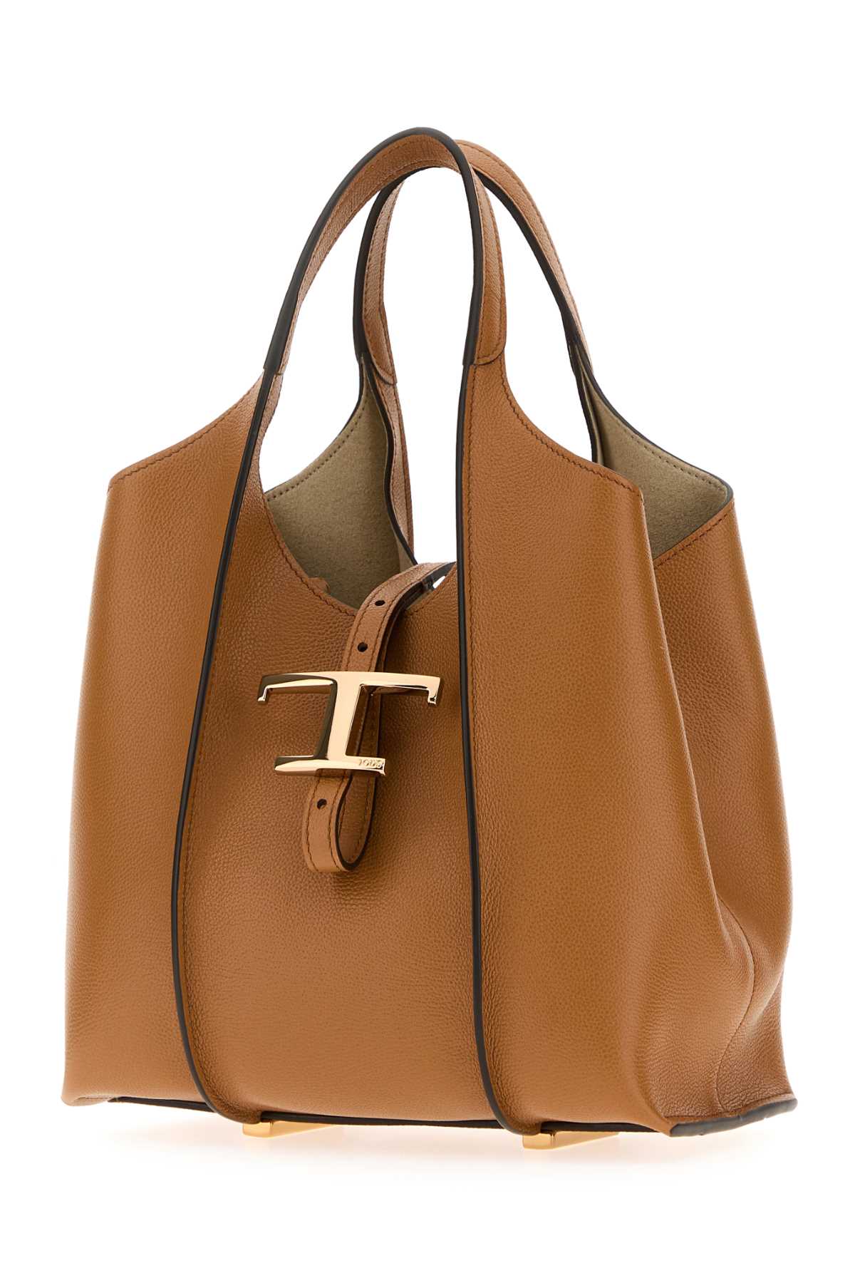Tod's Caramel Leather Mini T Timeless Shopping Bag In Brown