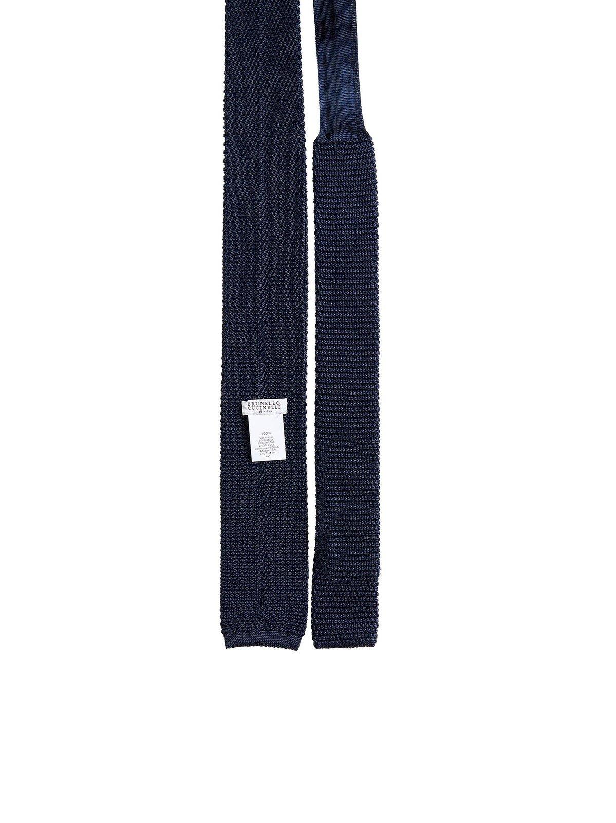 Shop Brunello Cucinelli Square-tip Knitted Tie In Blue