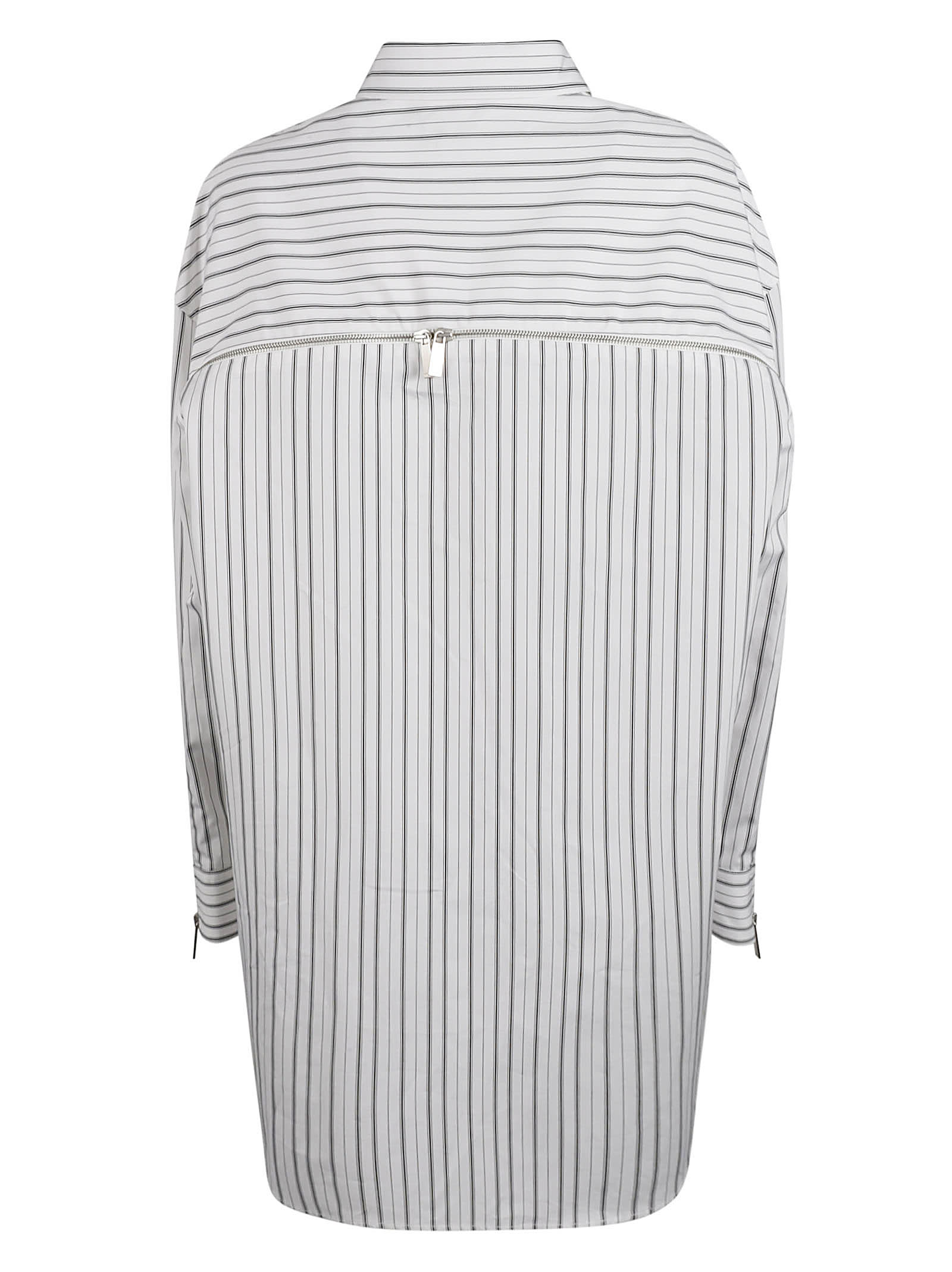 Shop Off-white Stripe Poplin Round Zip Shirt In White/black