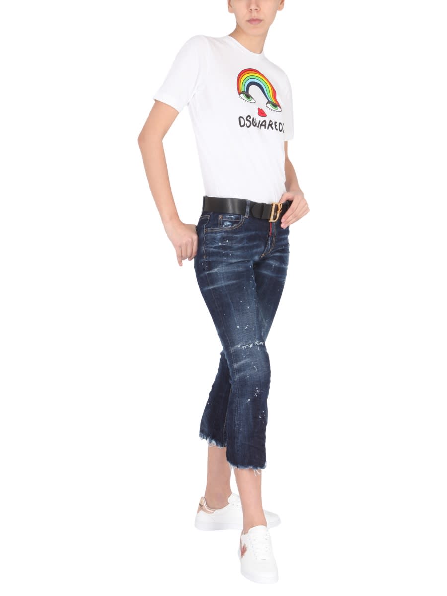 Shop Dsquared2 T-shirt Rainbow Renny In White