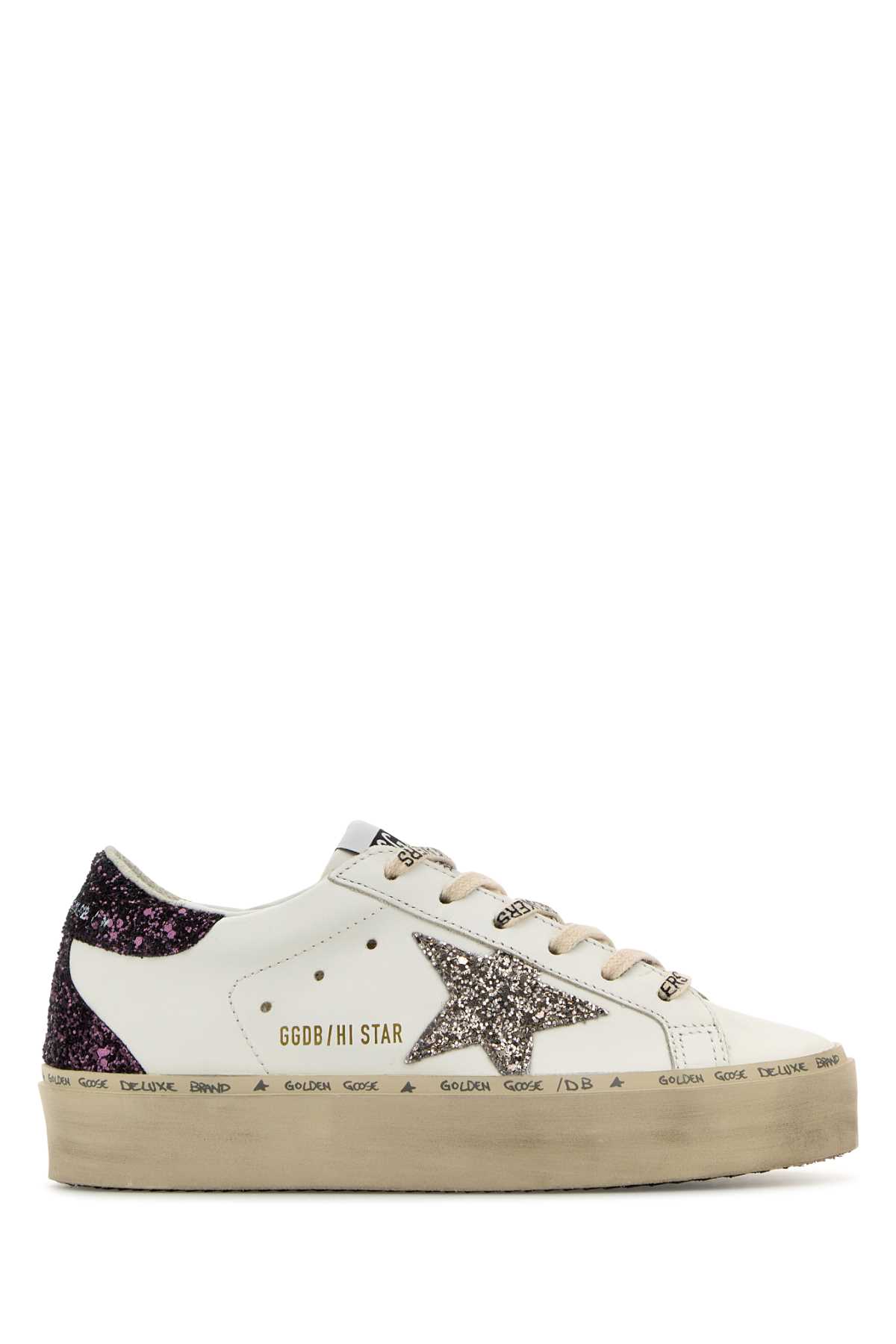 Shop Golden Goose White Leather Hi Star Sneakers In Whitecindercabernet