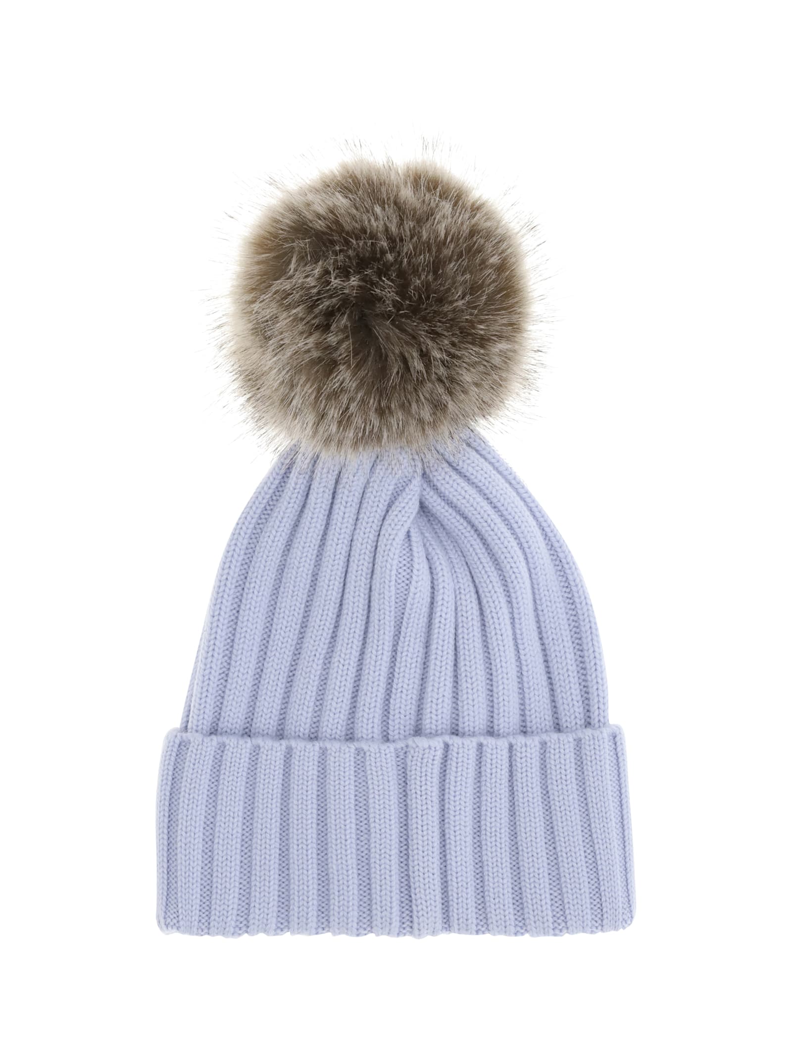 Moncler Ribbed Knit Hat With Fluffy Pom-pom