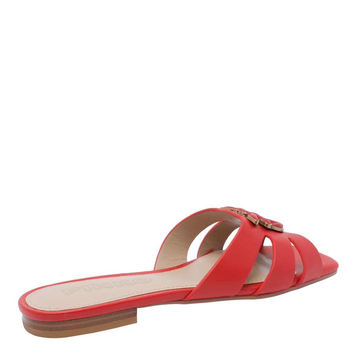 Pinko Nappa Leather Slip-ons With Bird Logo In Red