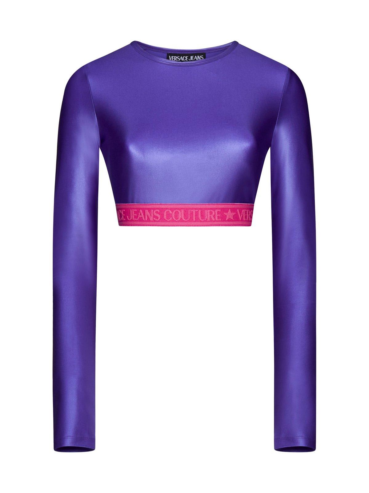 Versace Jeans Couture Logo-underband Cropped Top In Purple