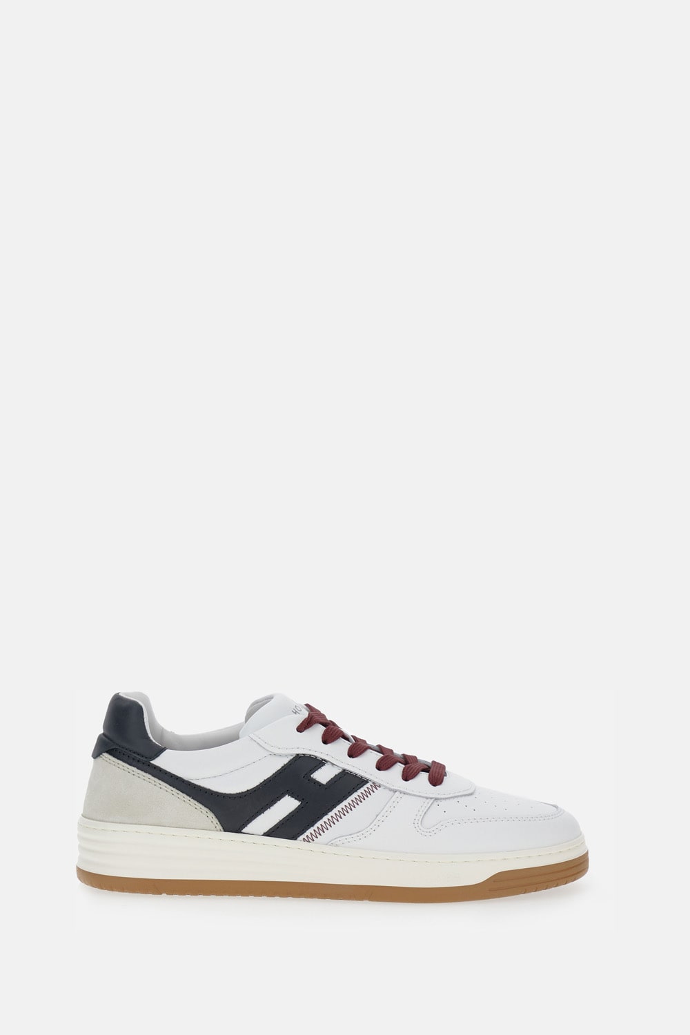Hogan Leather Sneakers With Contrast Sole And Stitching In White
