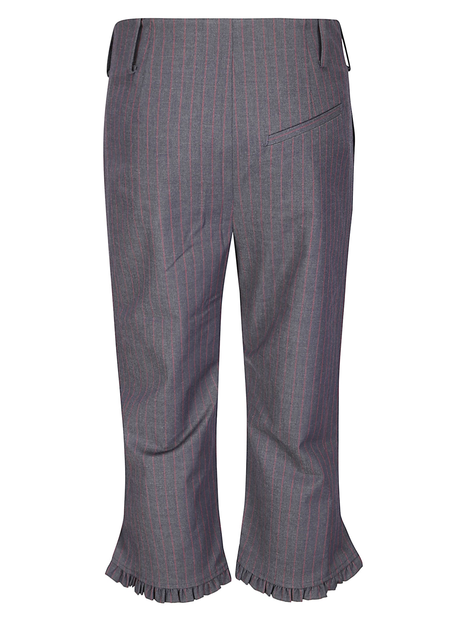 Ganni Stretch Stripe Tailoring Capri Pants In Gray