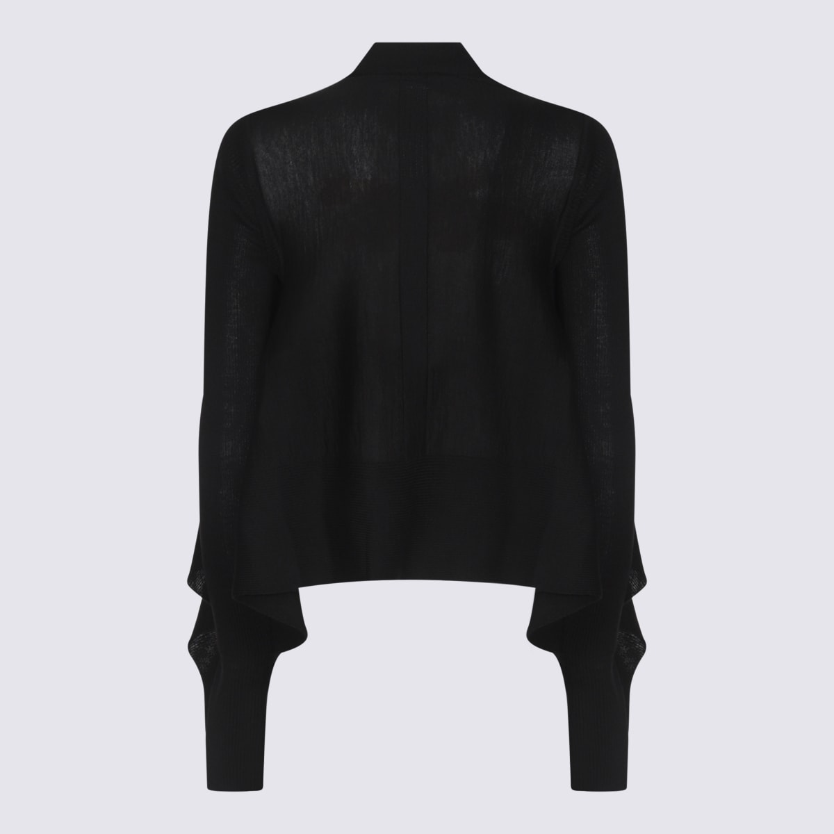 Rick Owens Draped Ribbed Crewneck Knitwear With Long Sleeves In Black