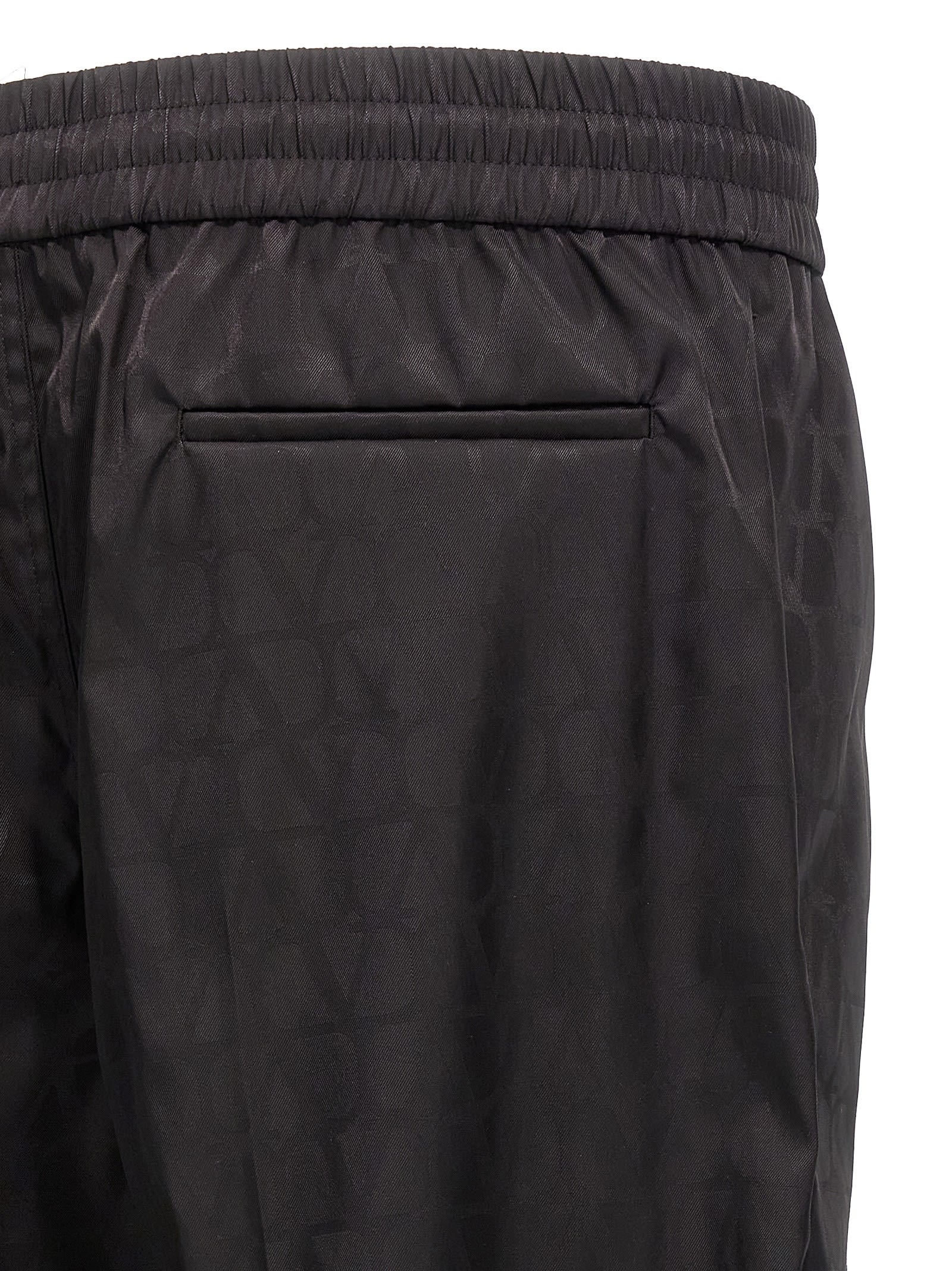 Valentino Pantalone In Nylon Con Motivo Toile Iconographe All Over In Black