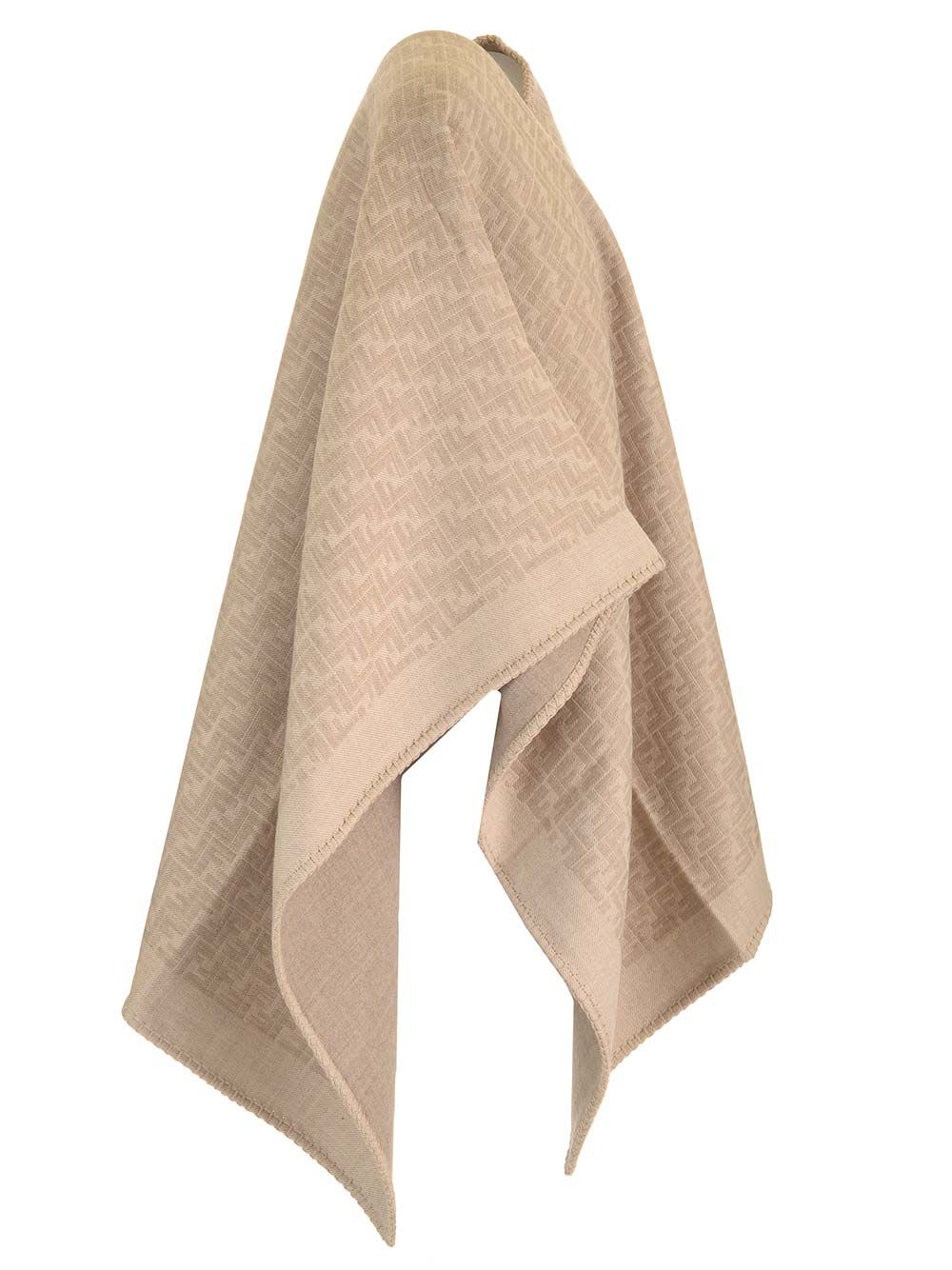 Shop Fendi Ff Poncho In Beige