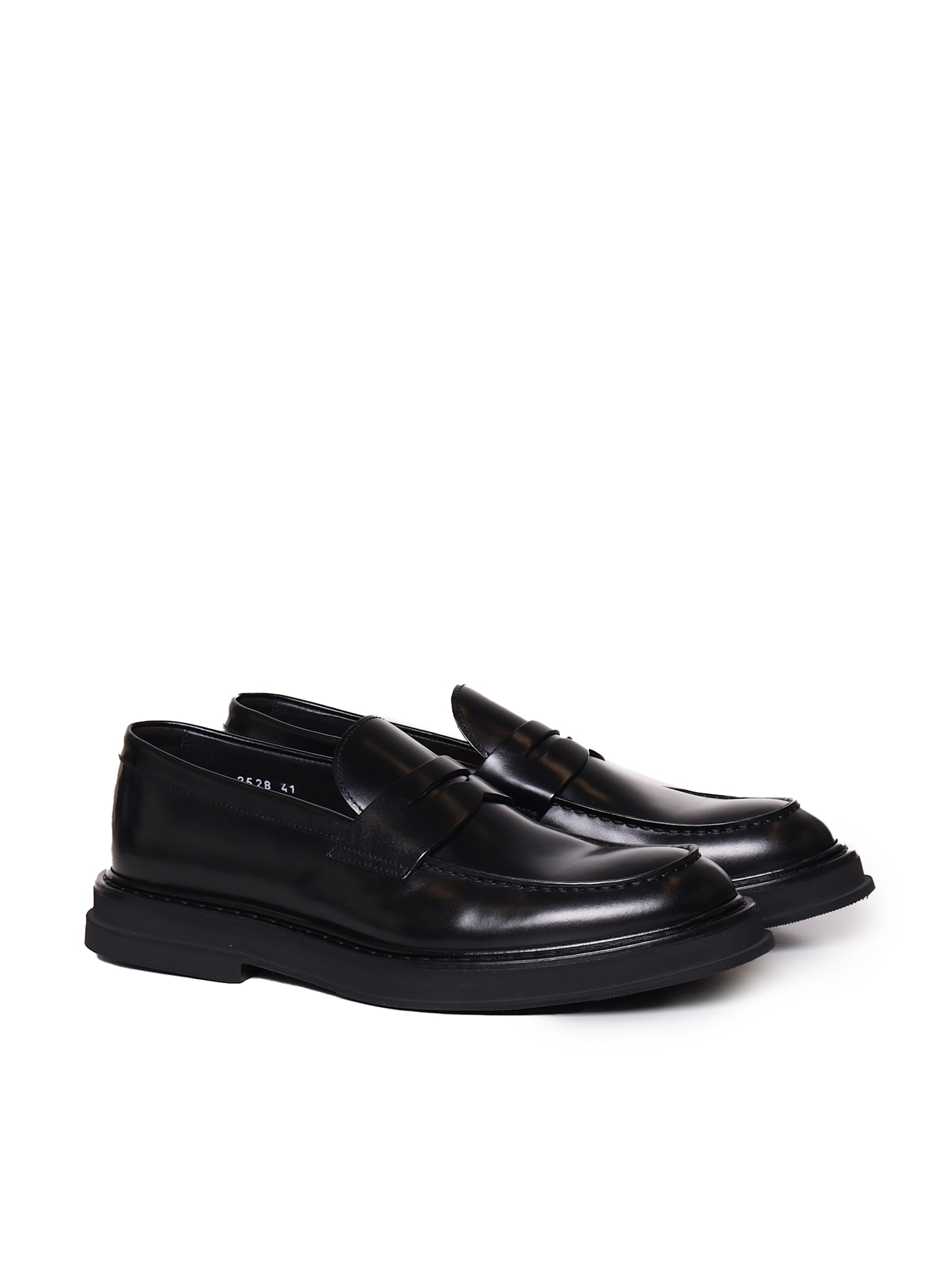 Shop Doucal's Shiny Loafers In Black