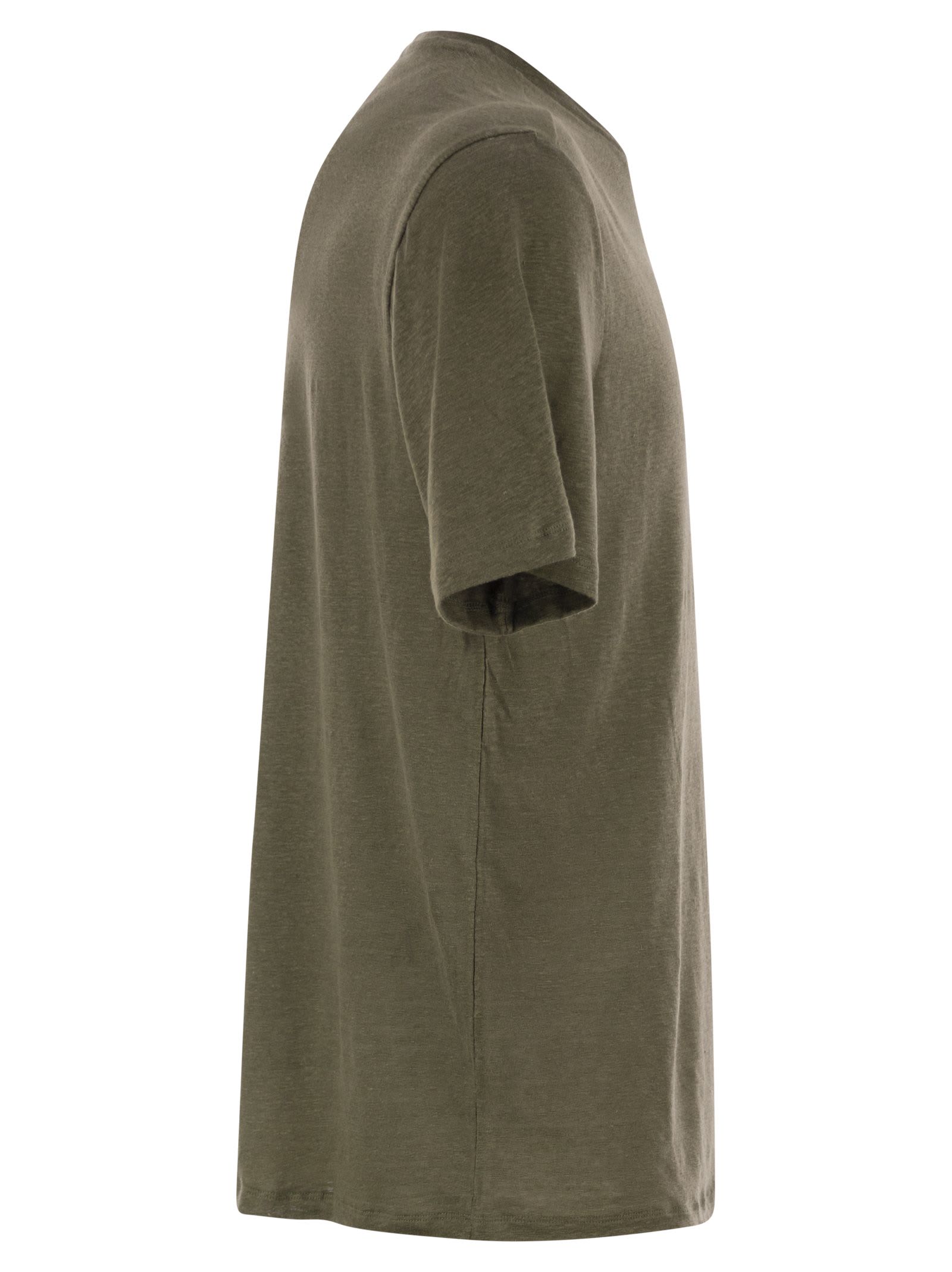 Majestic Crew-neck And Short-sleeved T-shirt In Linen