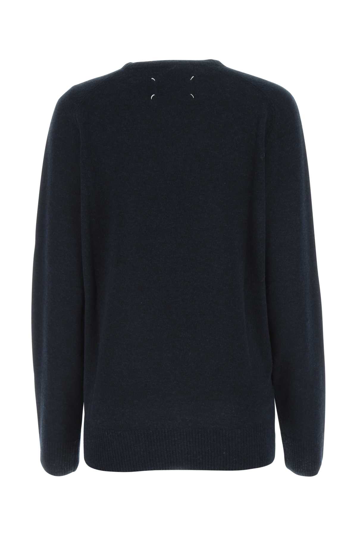 Shop Maison Margiela Navy Blue Wool Blend Sweater In 505