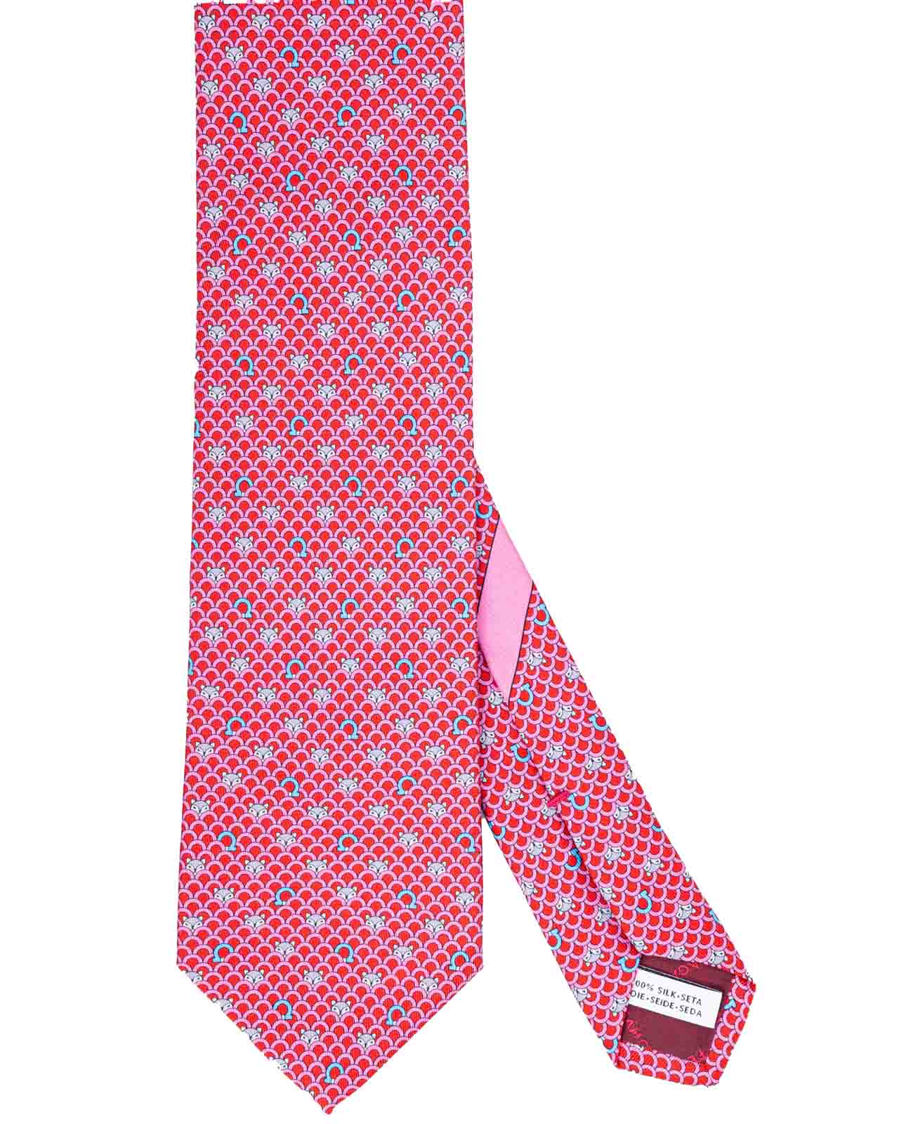 Ferragamo Salvatore Patterned Silk Tie In Red