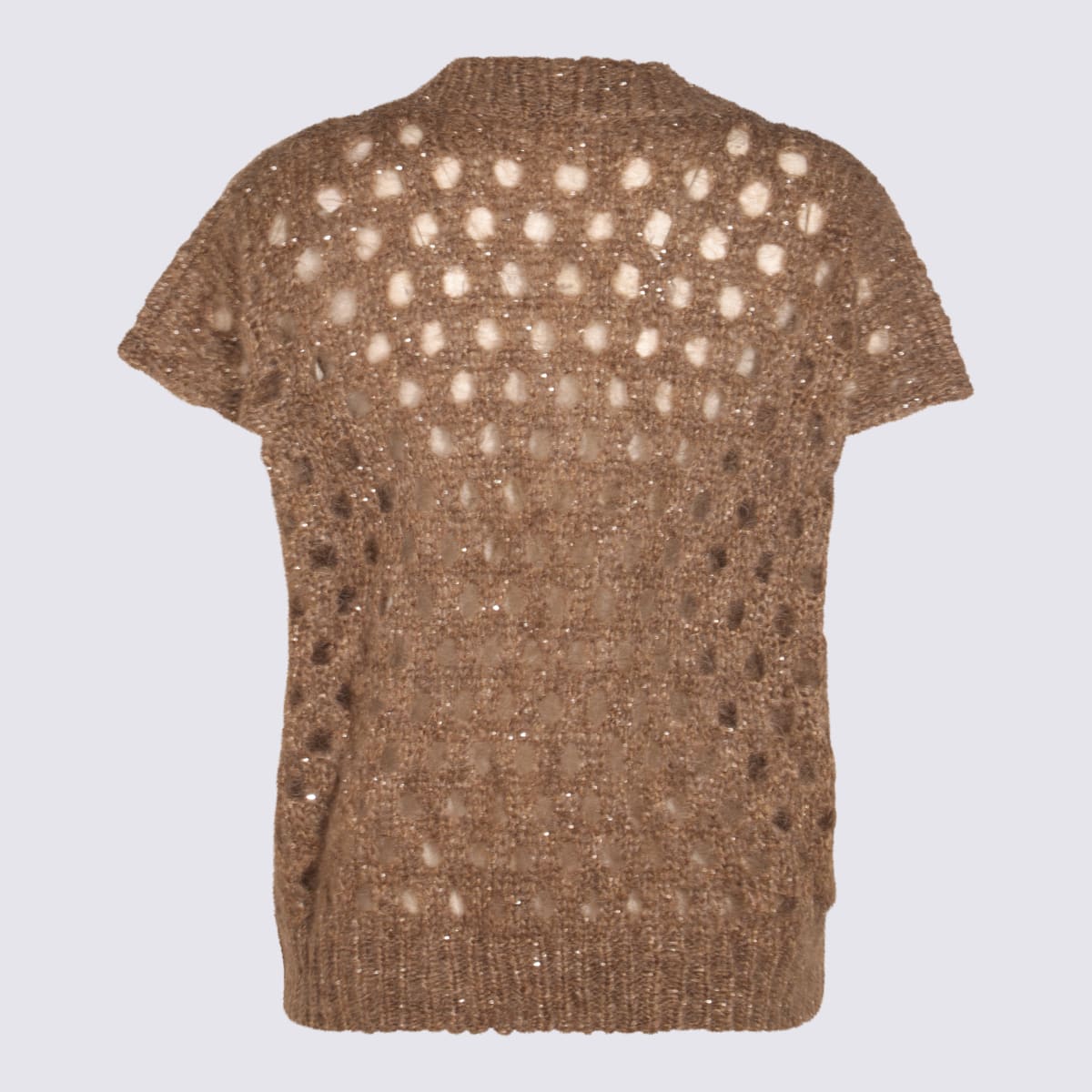 Brunello Cucinelli Brown Cotton Knitwear In Beige