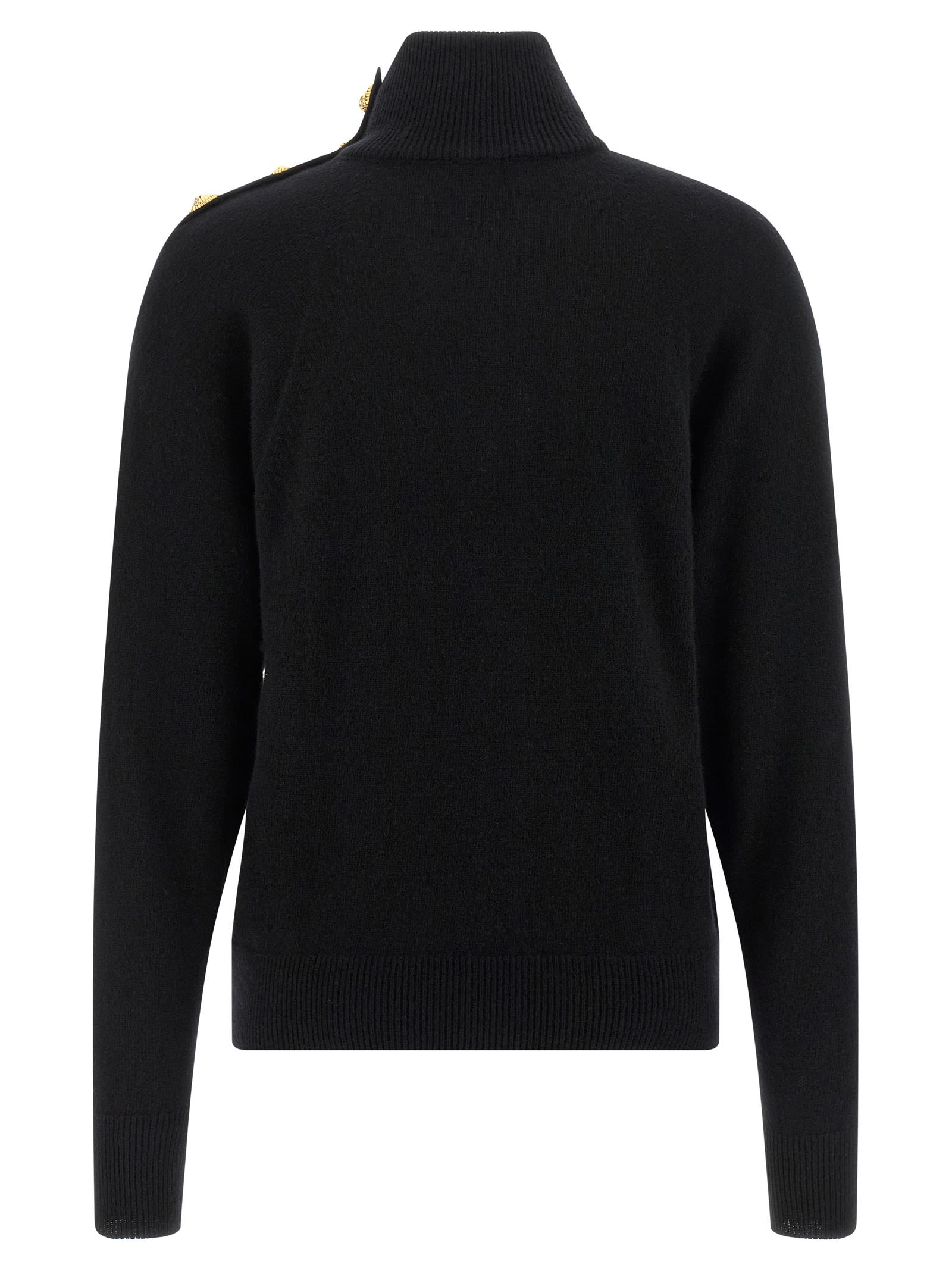 Balmain Cashmere Wool Sweater Sweaters And Cardigans Black In Black