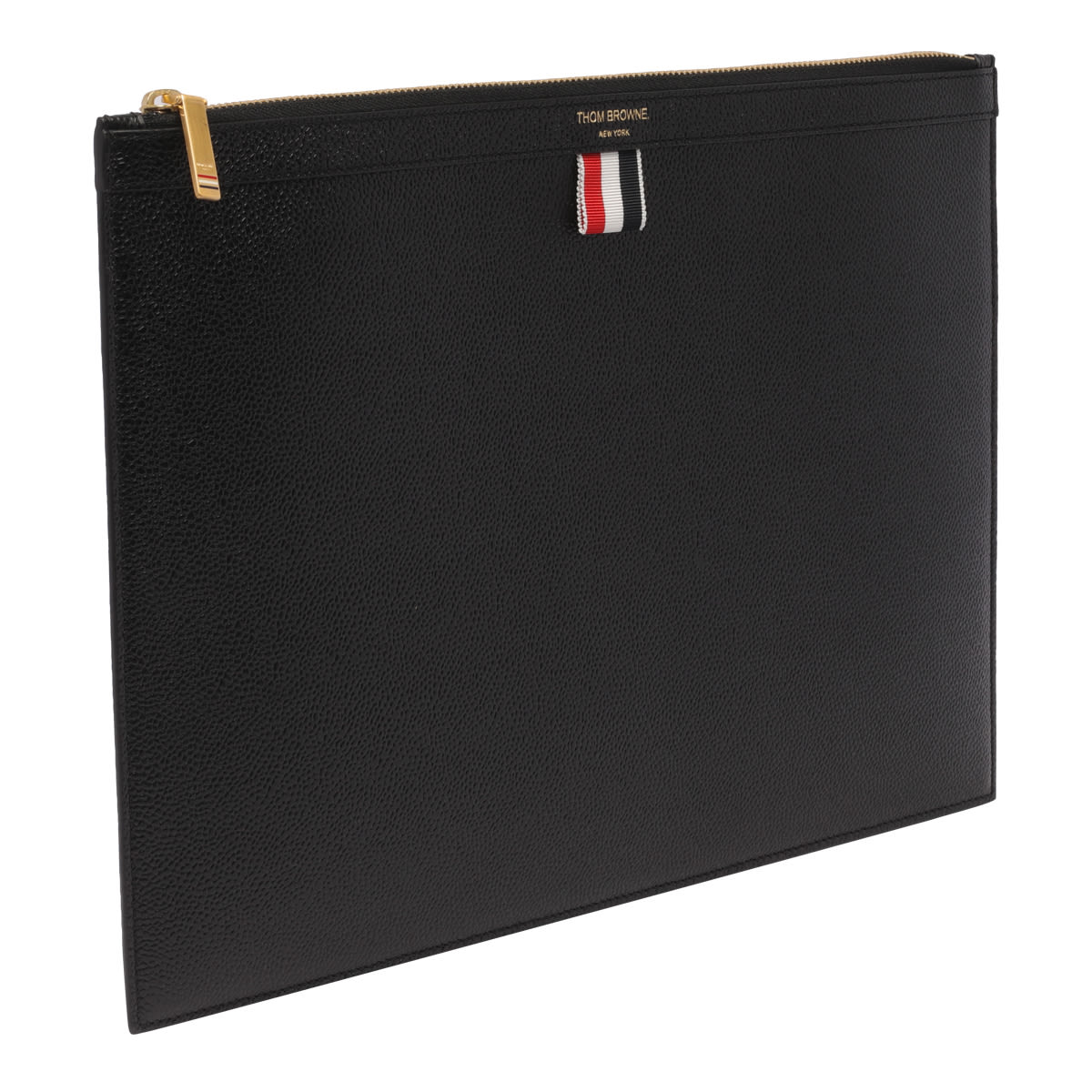 Shop Thom Browne Medium Document Holder With Iconic Logo In Black