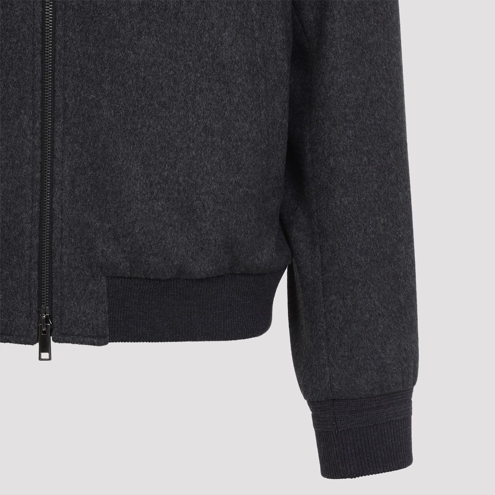 Zegna Modern Blouson With High Collar And Buttons In Black