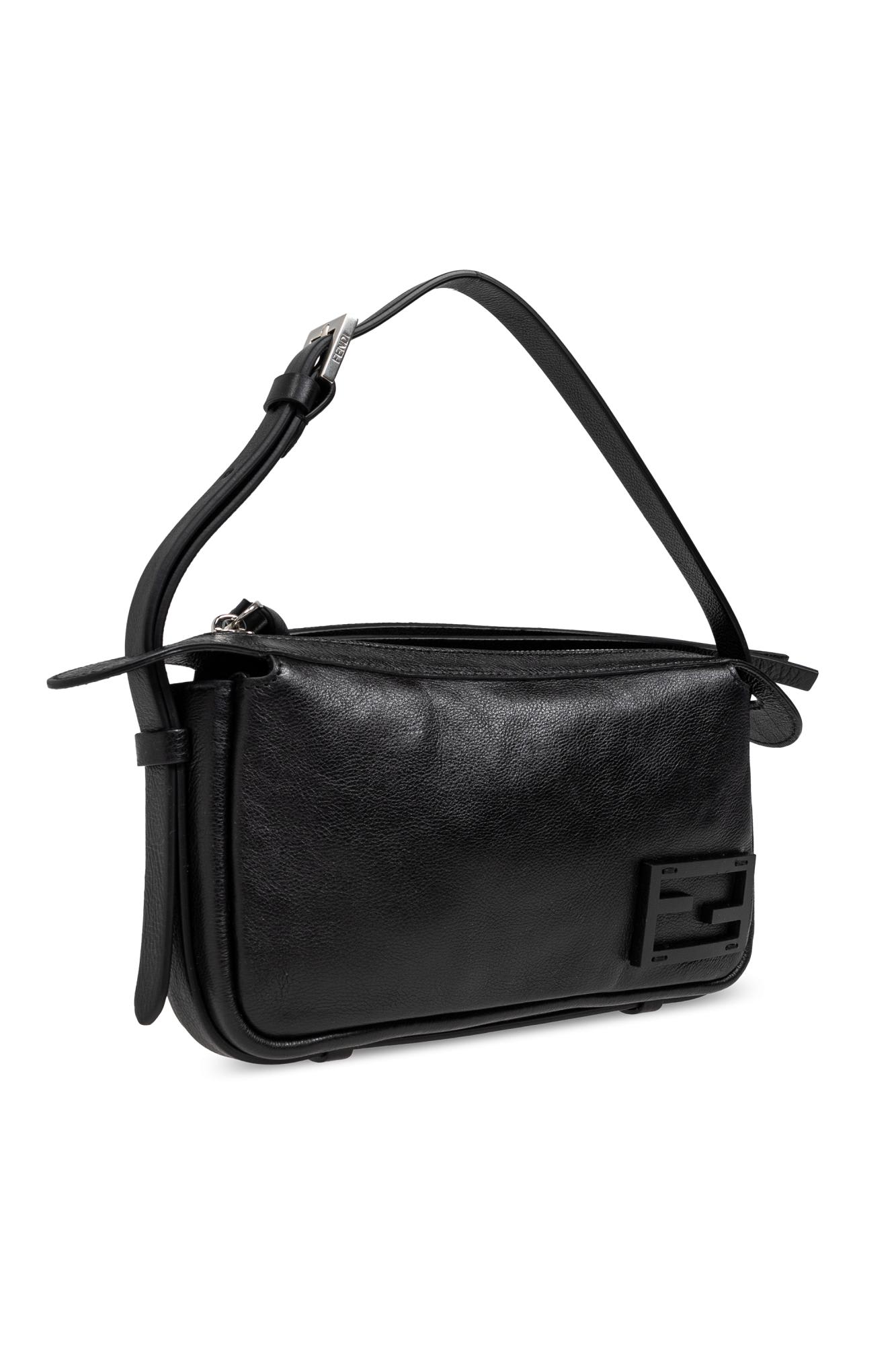 Shop Fendi Leather Shoulder Bag Smiply  Mini In Nero