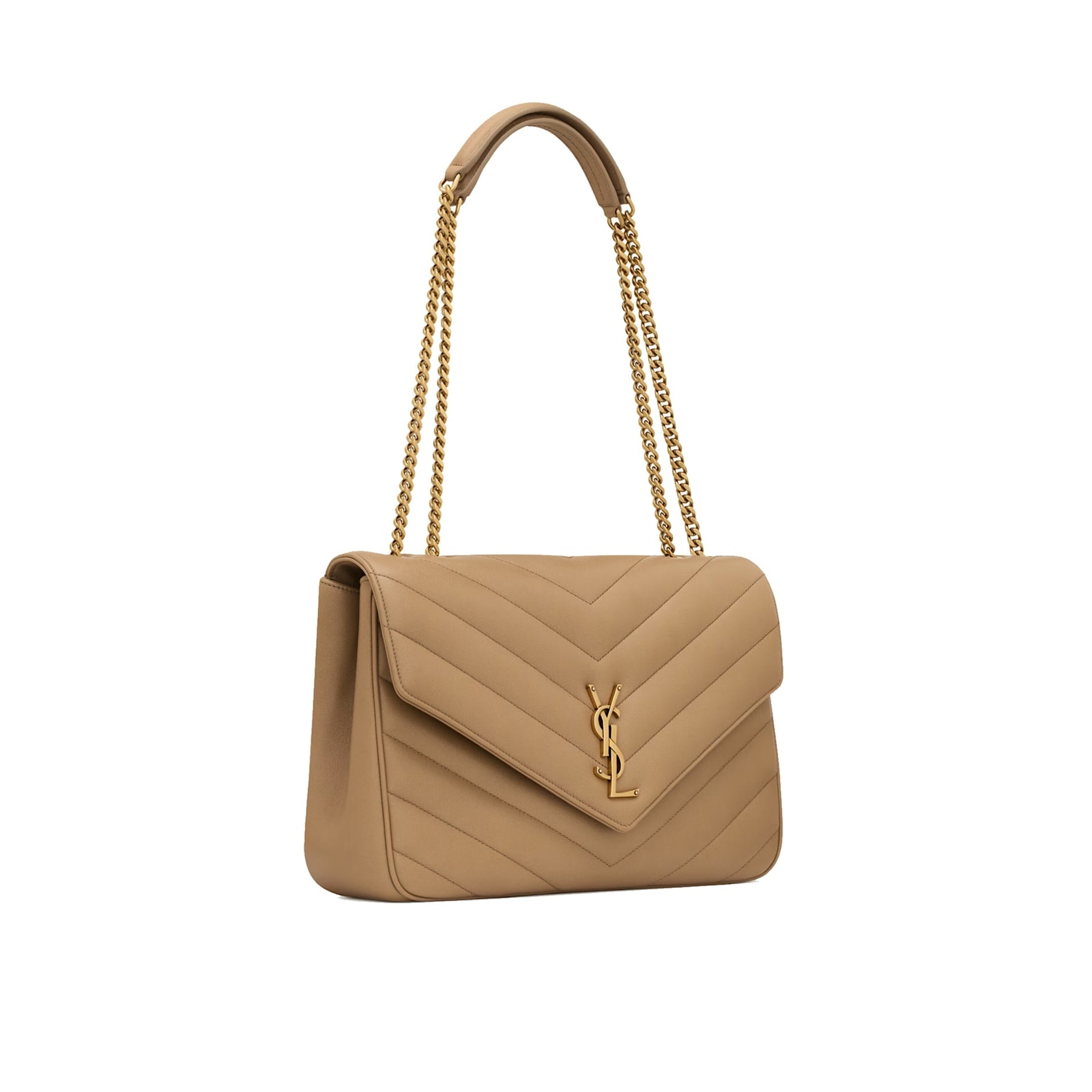 Saint Laurent Loulou Large Shoulder Bag In Sand