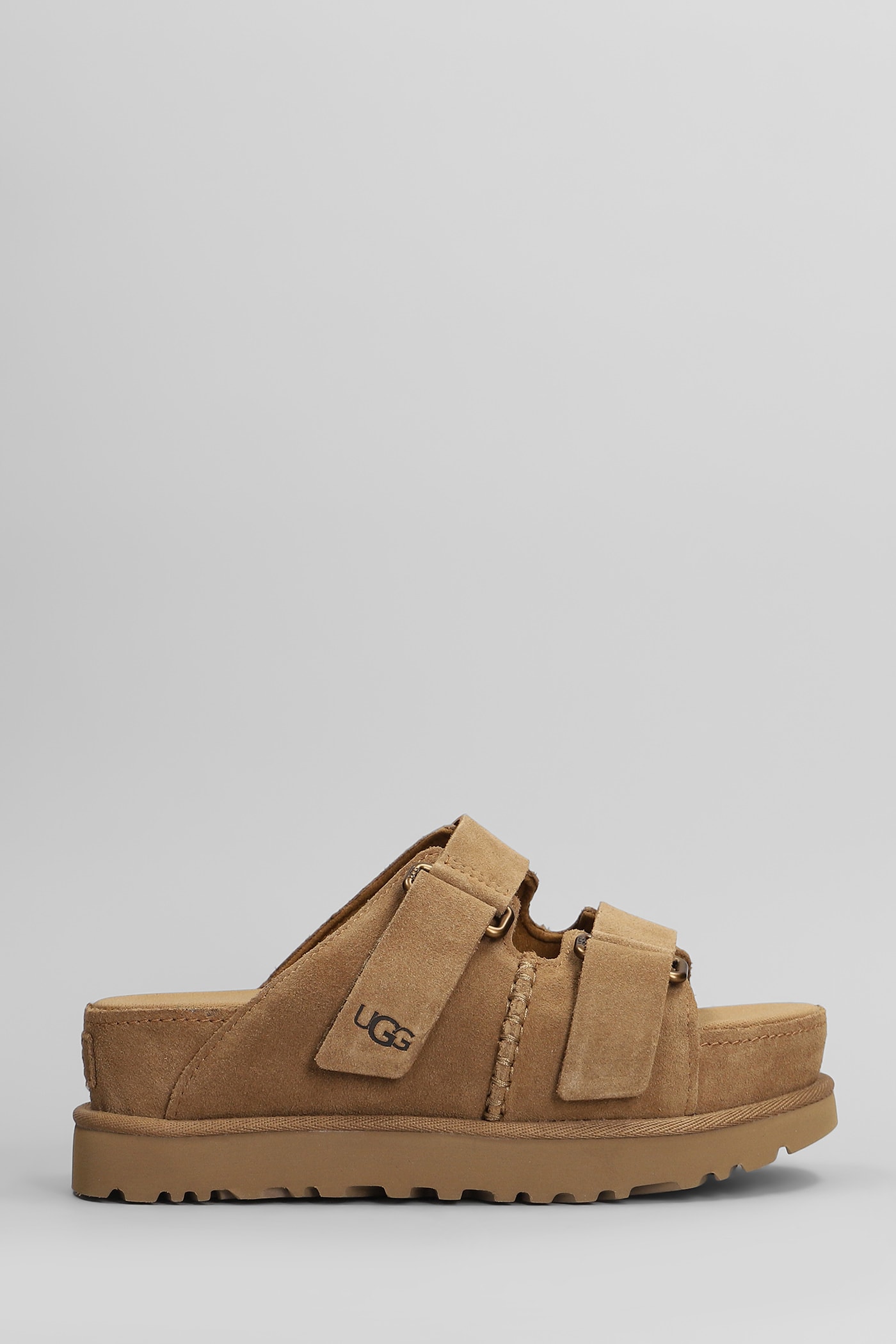 UGG GOLDENSTAR HI SLIDE SLIPPER-MULE IN LEATHER COLOR SUEDE