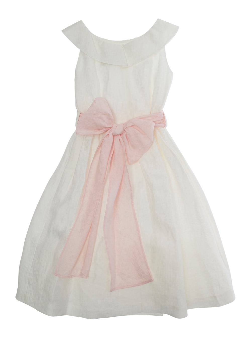 Il Gufo Belted Flared Dress In White