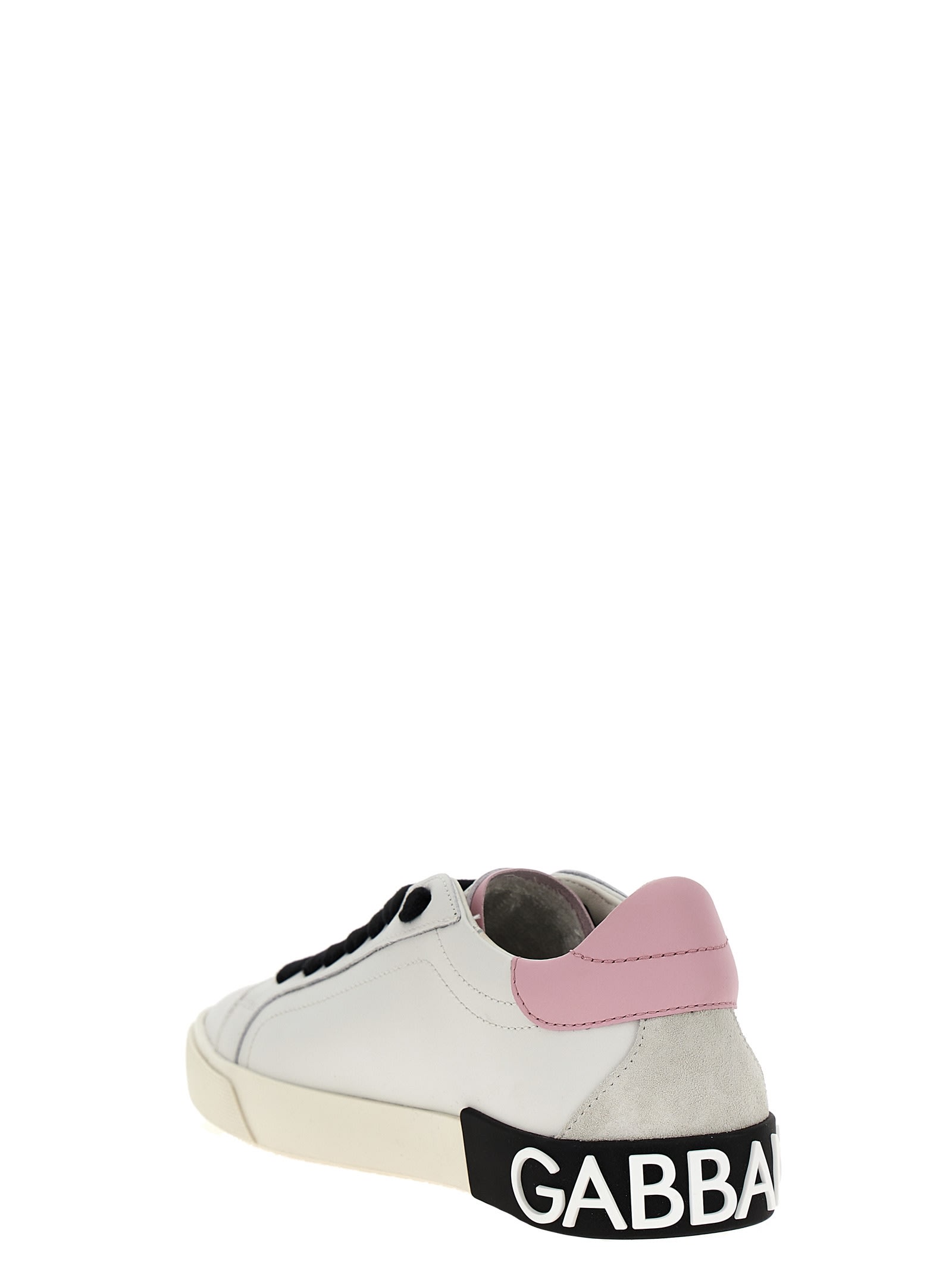 Shop Dolce & Gabbana Portofino Vintage Sneakers In Bianco Rosa