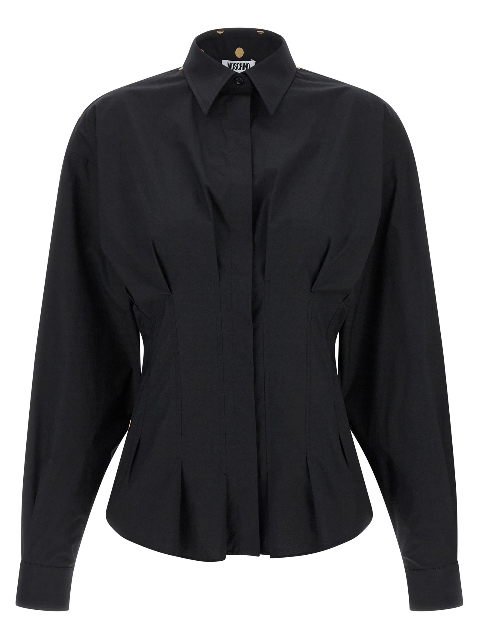 Moschino Dotted Shirt With Collar And Long Sleeves In Black
