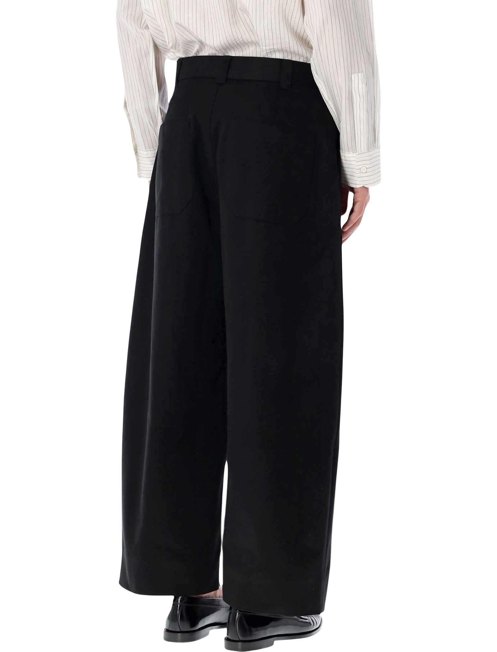 Studio Nicholson Wide-leg Peached Cotton Sorte Trousers In Black