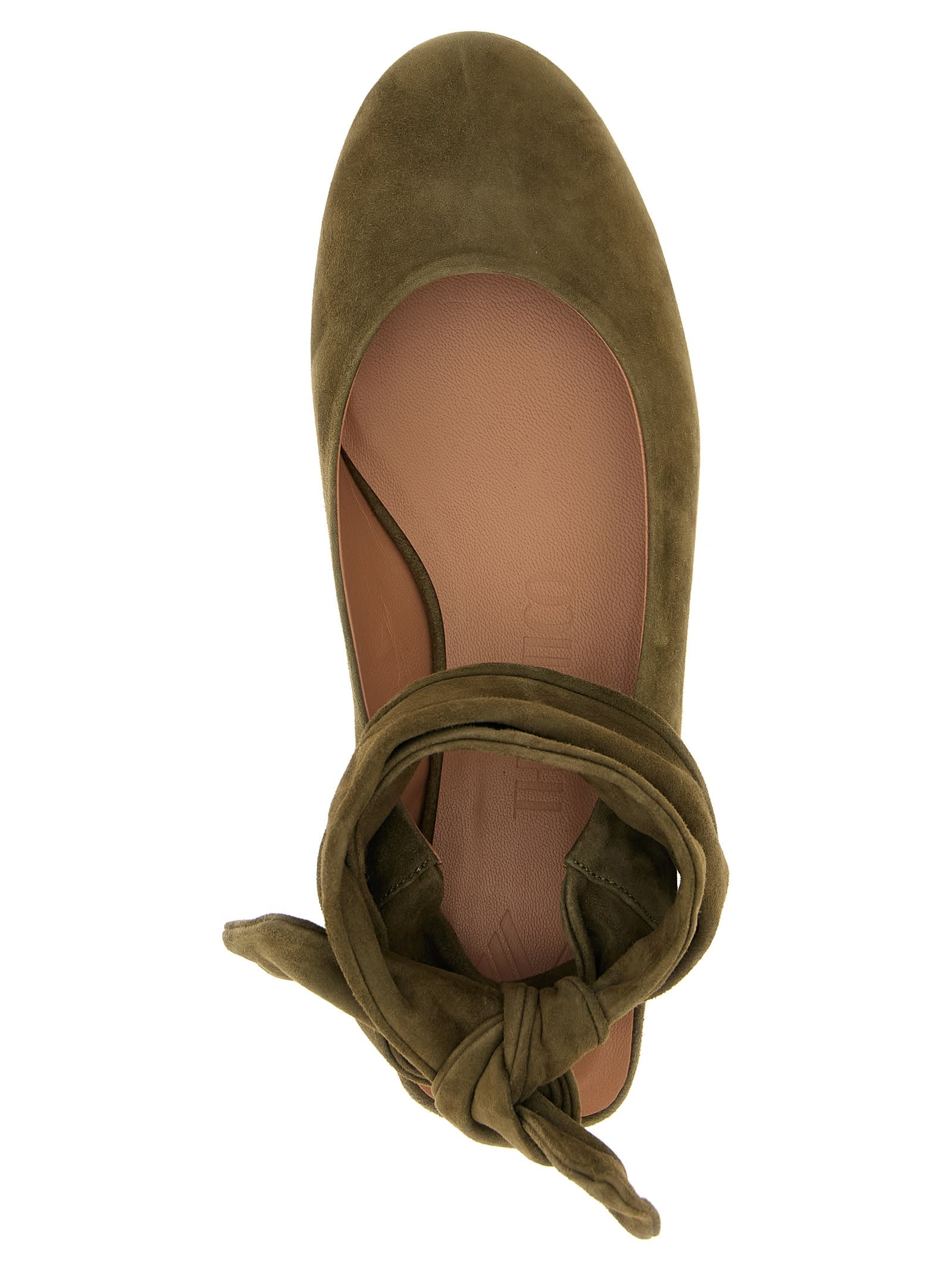 Attico Round Toe Ballet Shoes In Green