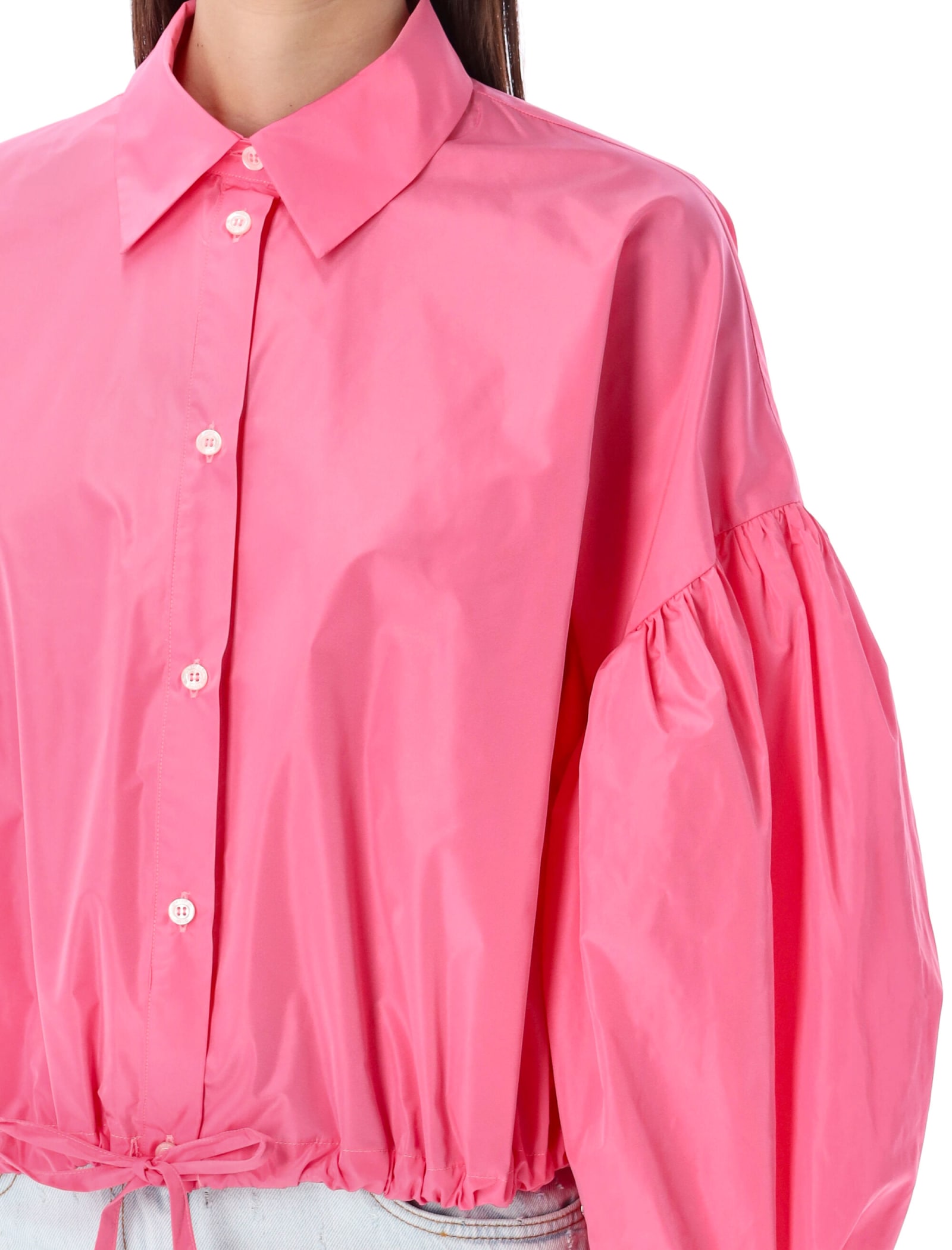 Shop Msgm Baloon Sleeves Shirt In Pink