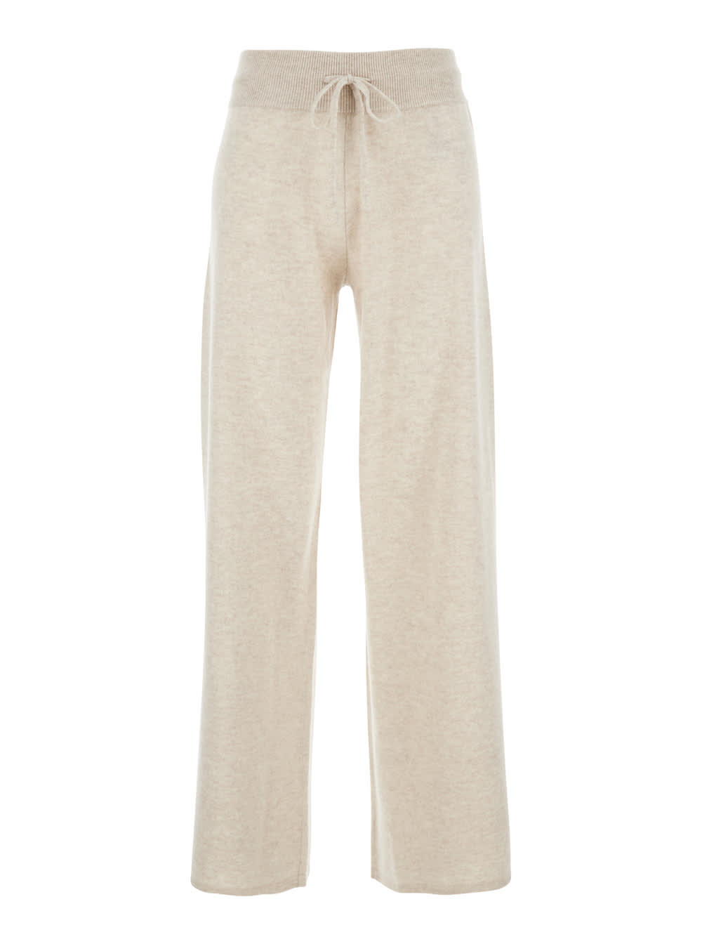 Lisa Yang Sofi White Pants With Elastic Drawstring Waist In Cashmere Woman In Gray
