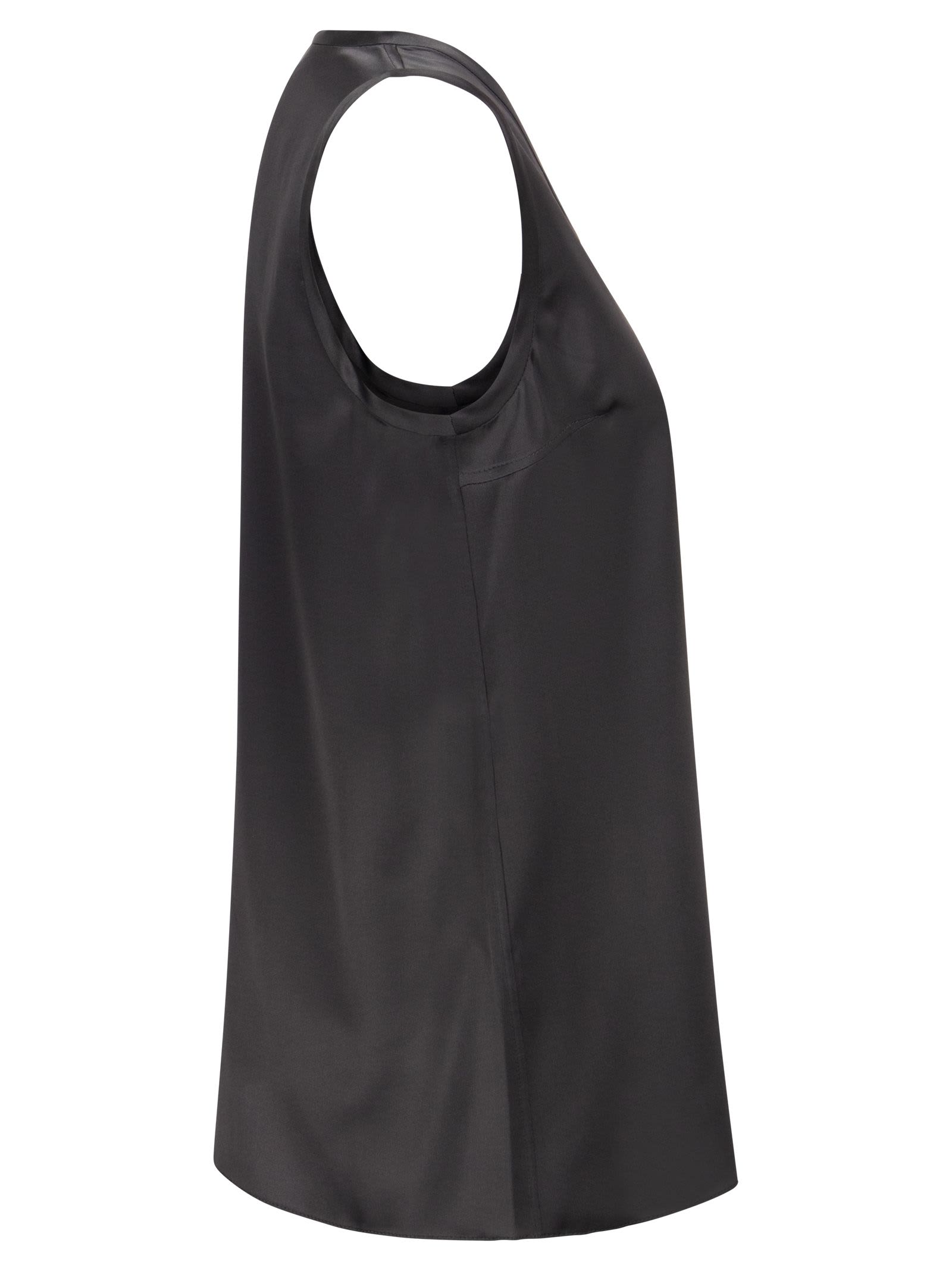 Brunello Cucinelli Stretch Silk Satin Top In Gray