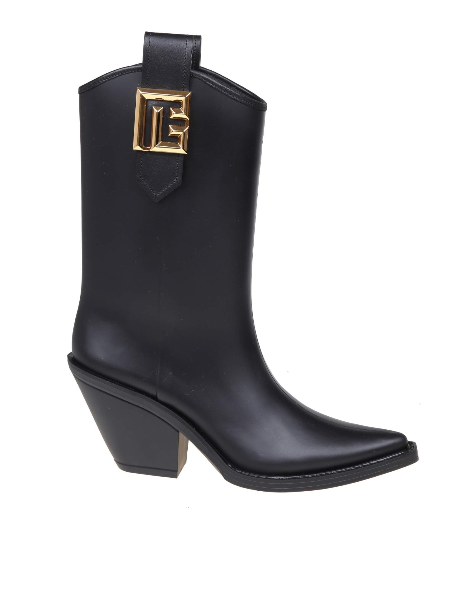 Shop Balmain Tess Pb Rubber Ankle Boot Black Color In Noir