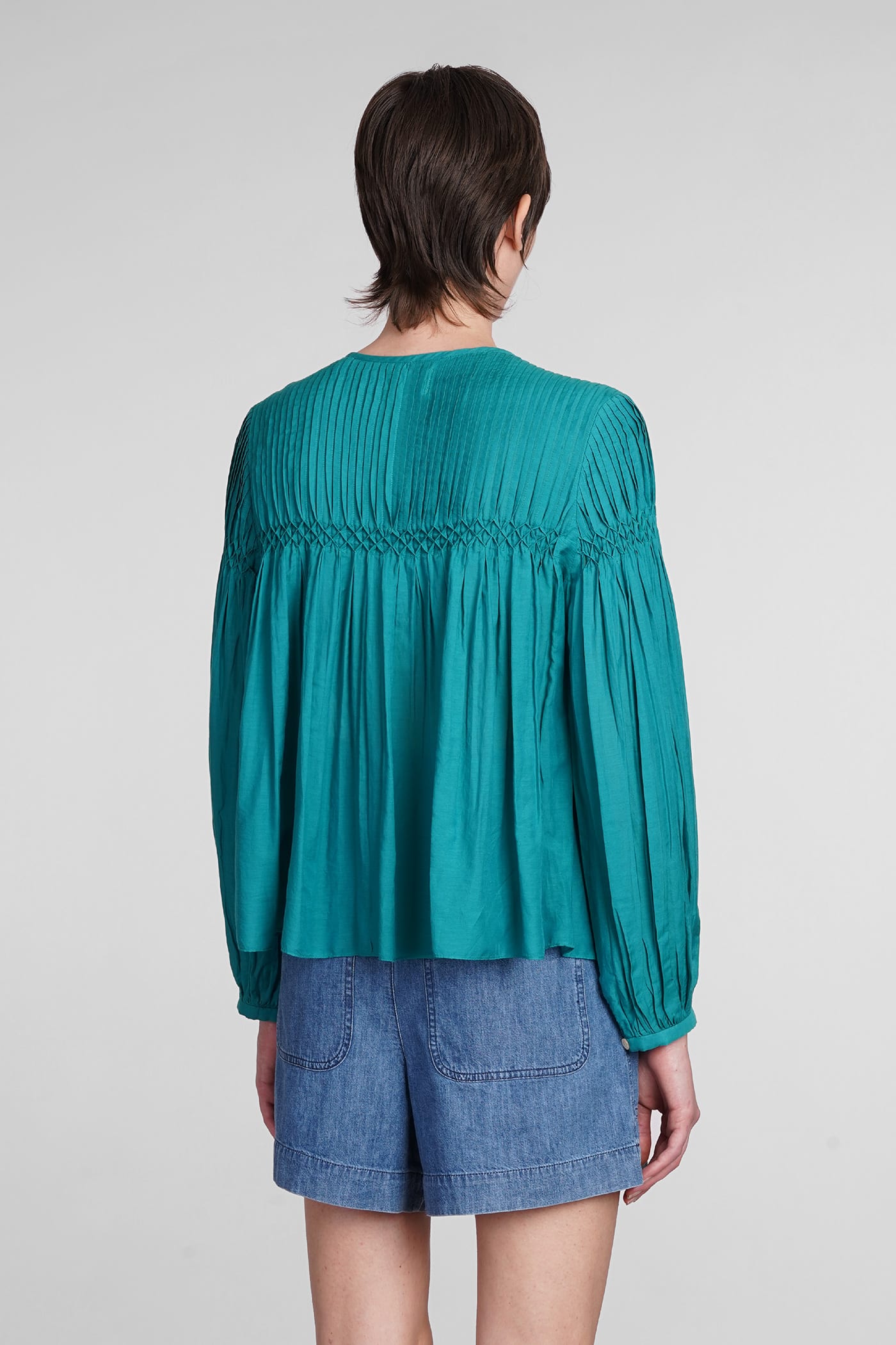Shop Marant Etoile Abadi Shirt In Green Cotton