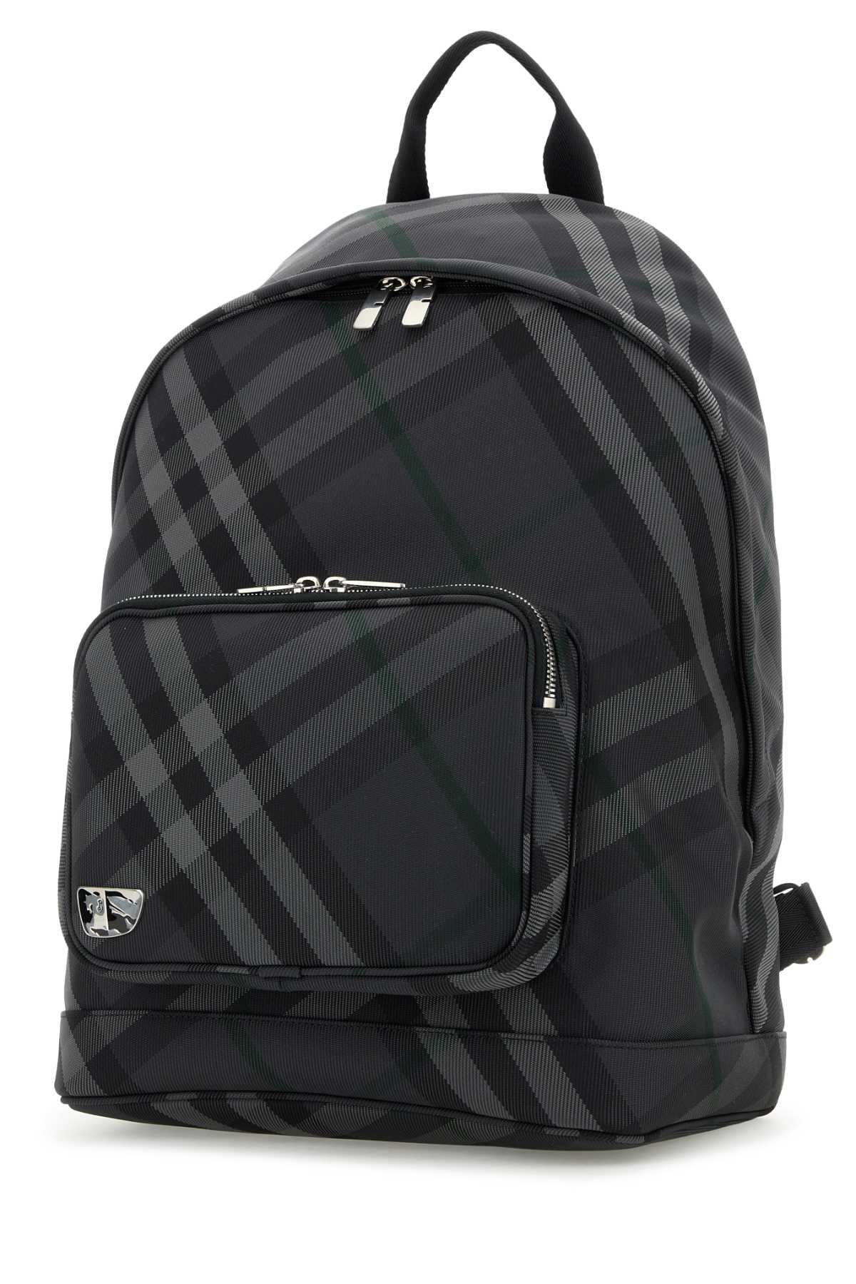 Shop Burberry Printed Nylon Blend Grid Backpack In Charcoal