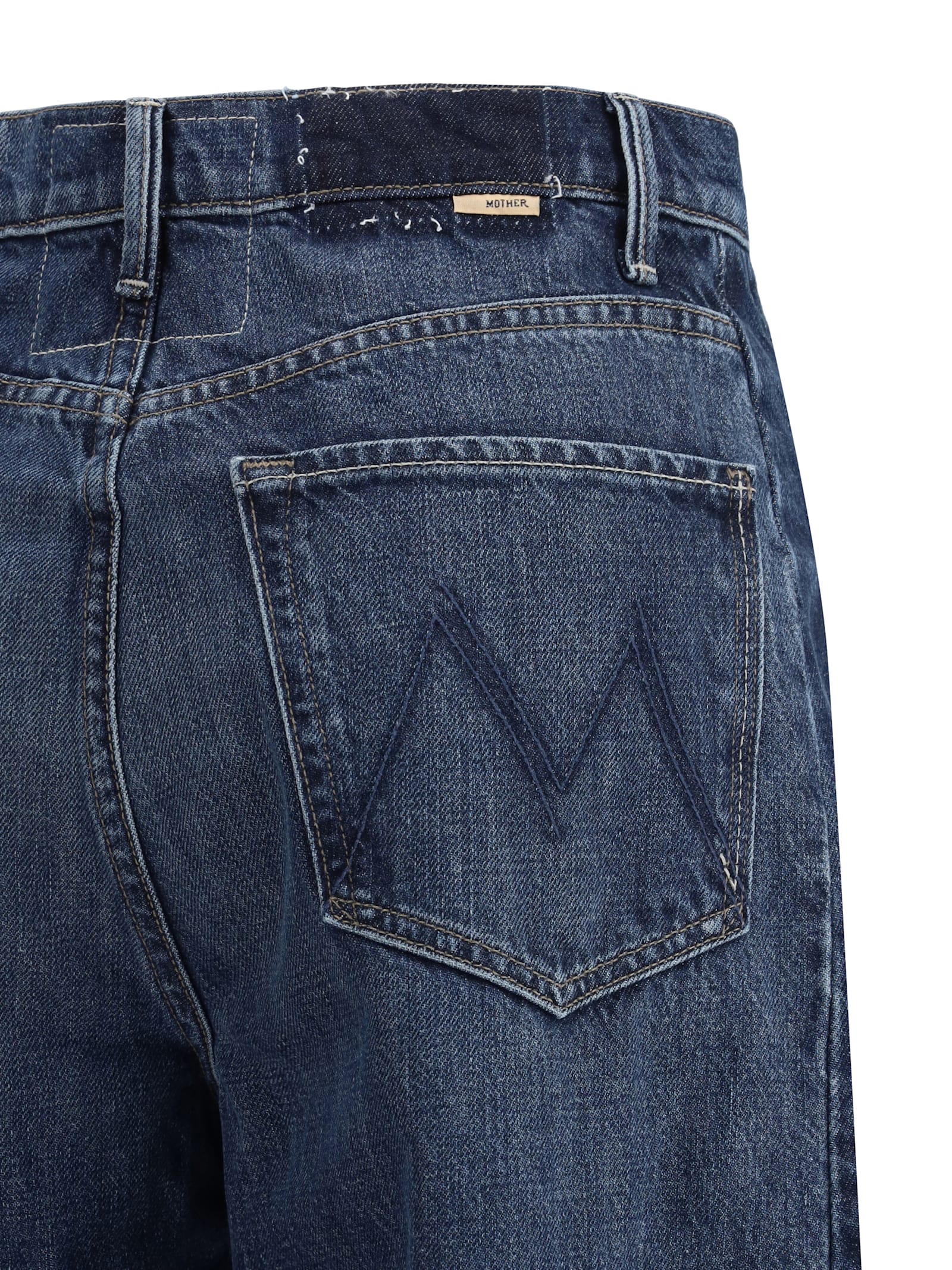 Mother The Half Pipe Cropped Denim Jeans In Blue