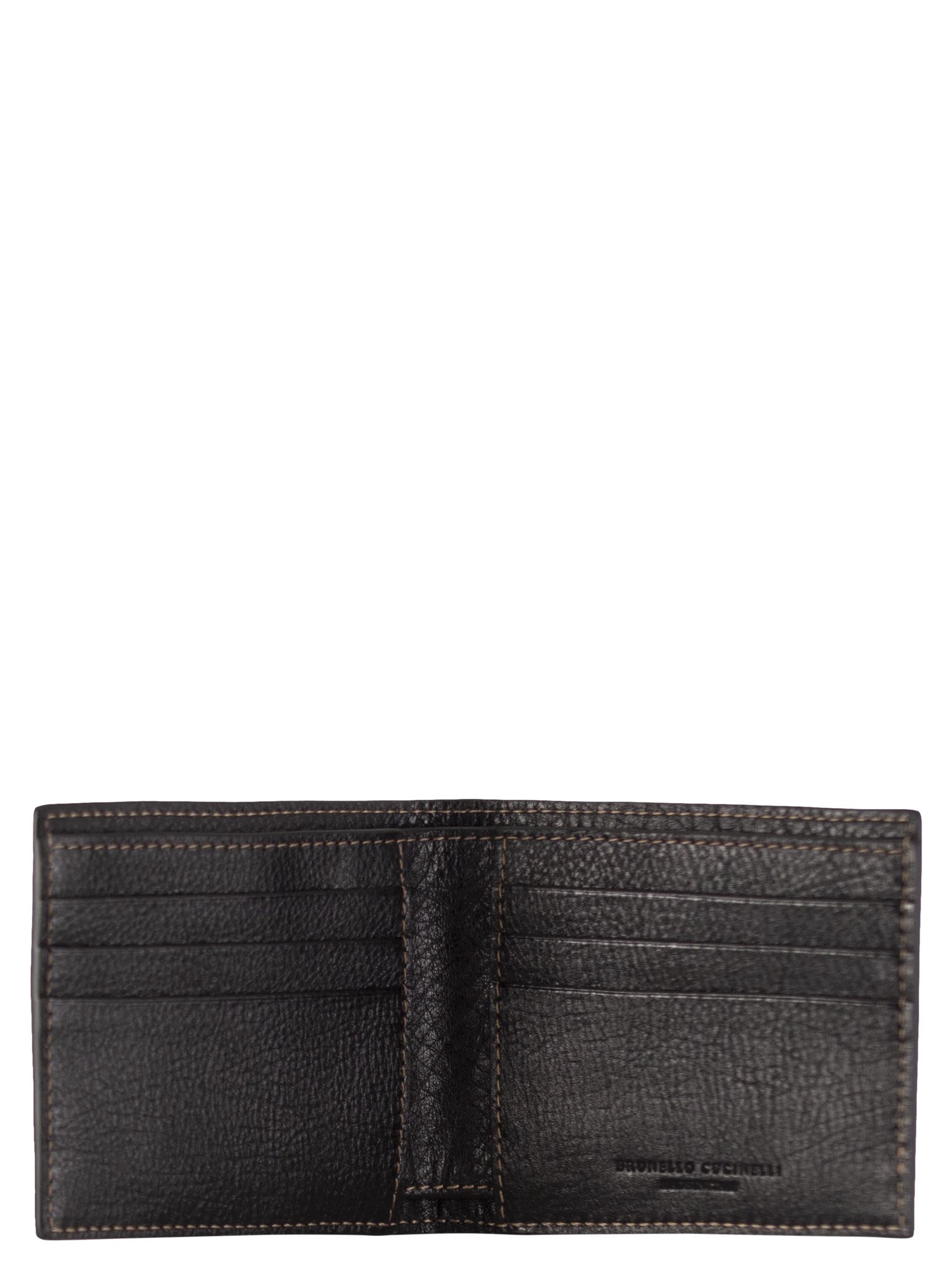 Brunello Cucinelli Grained Leather Wallet In Black